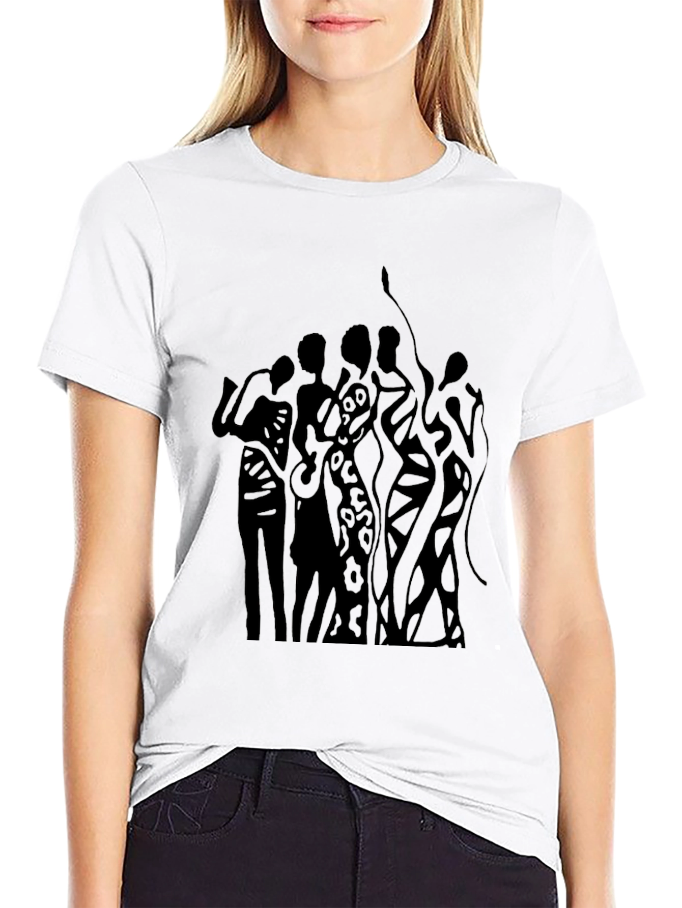 Abstract Figure Graphic Black T-Shirt