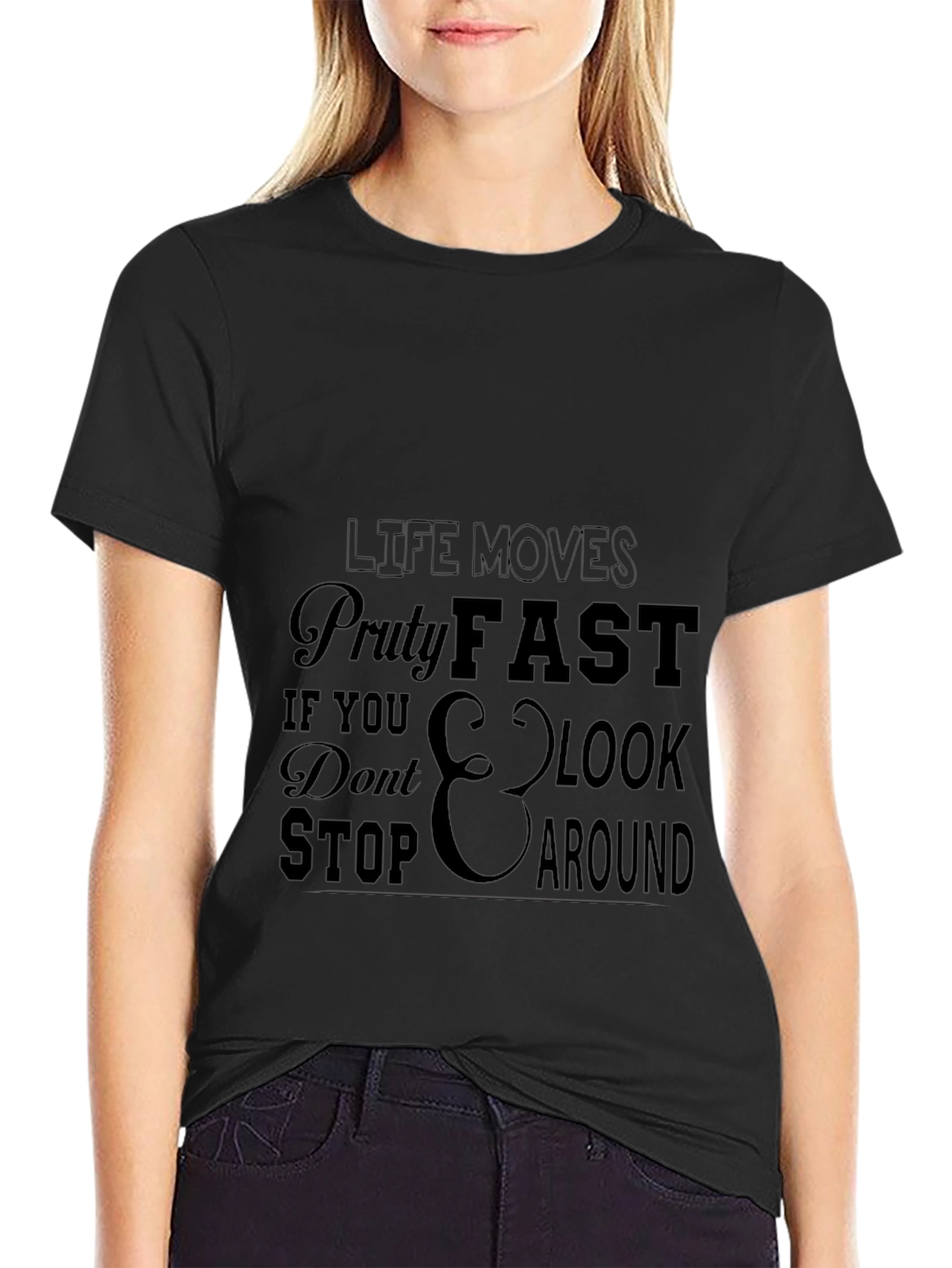 Life Moves Pretty Fast Graphic Tee - Black
