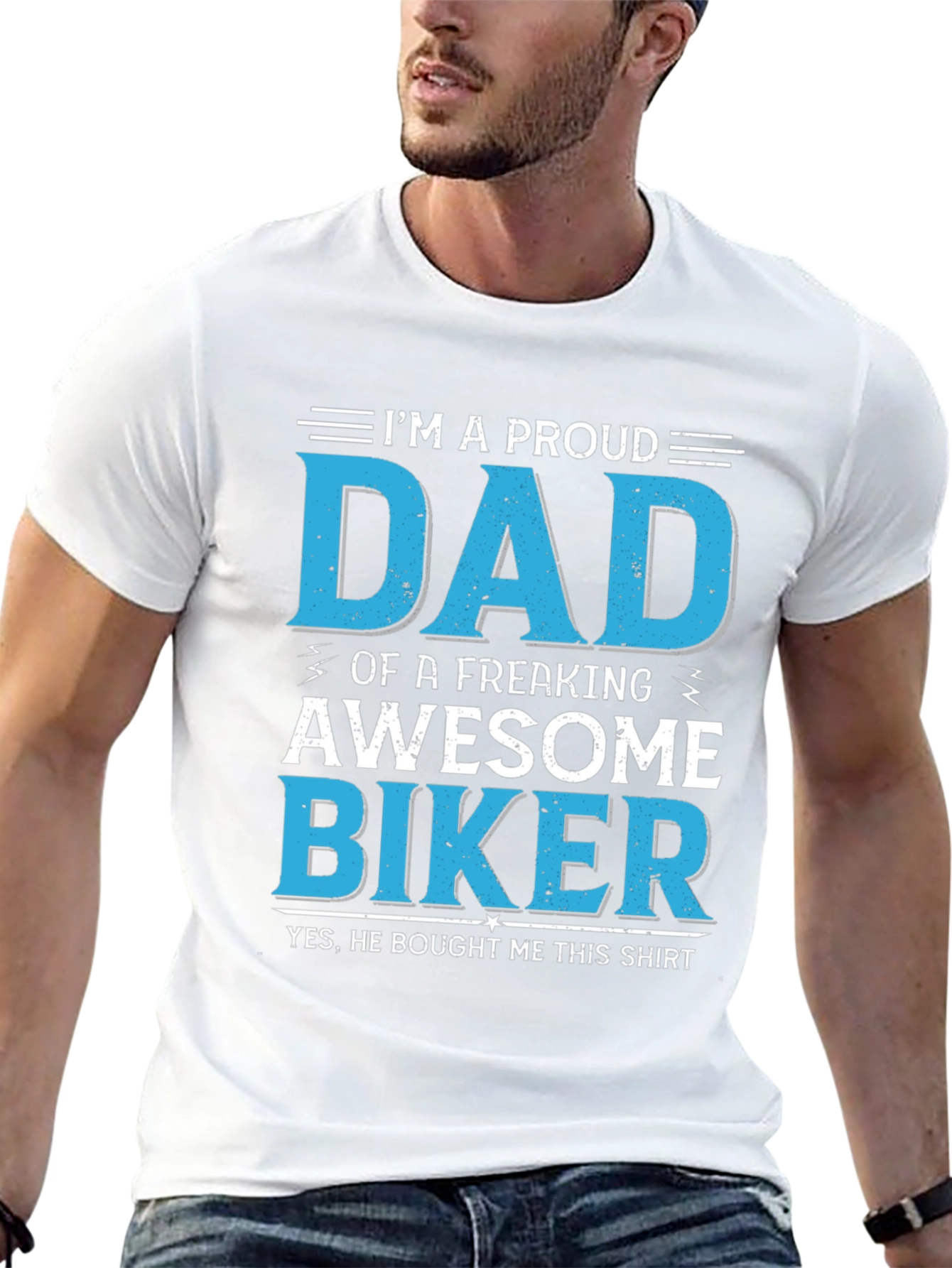 Proud Dad Biker T-Shirt - Awesome Fathers Day Gift!