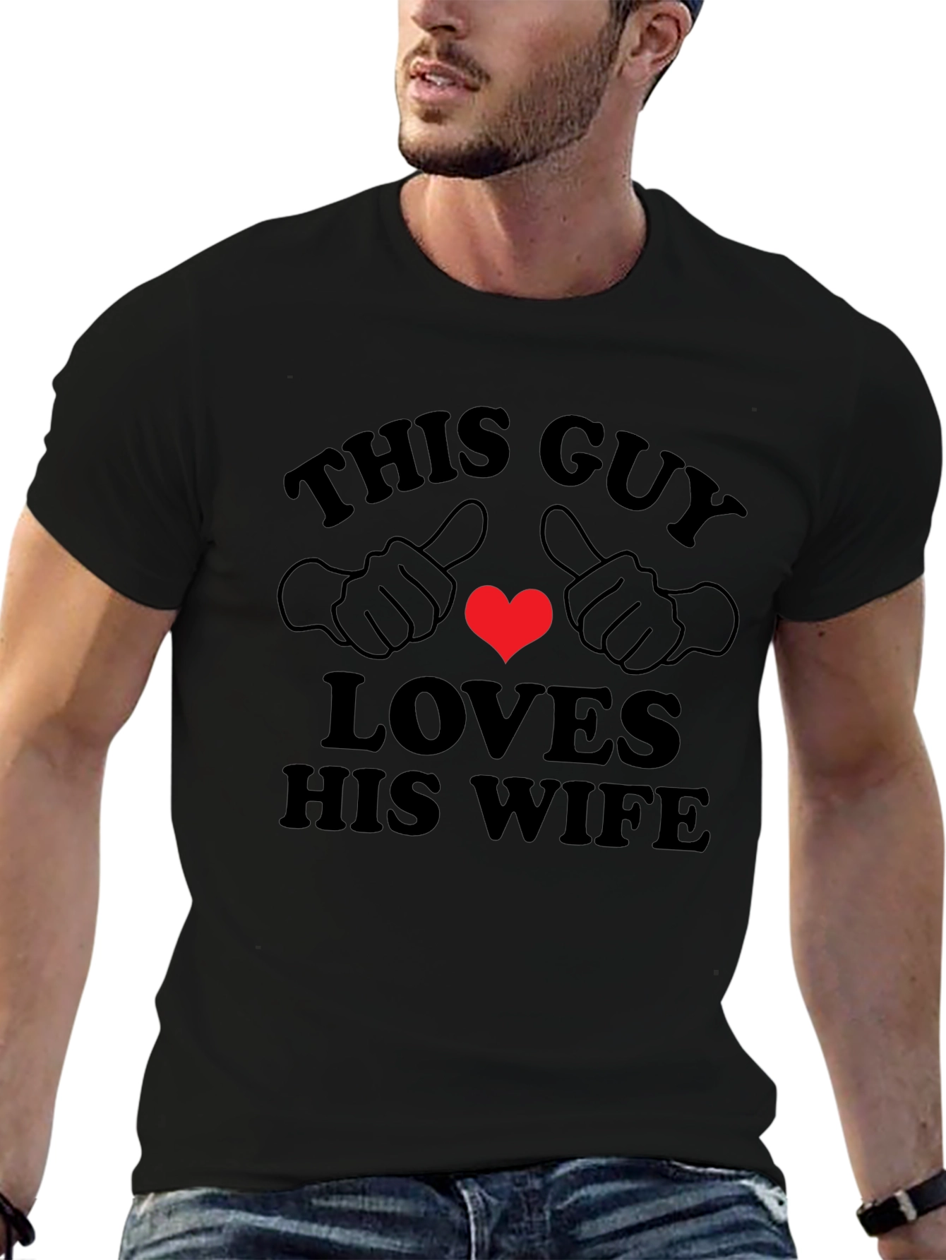 This Guy Loves His Wife T-Shirt - Black