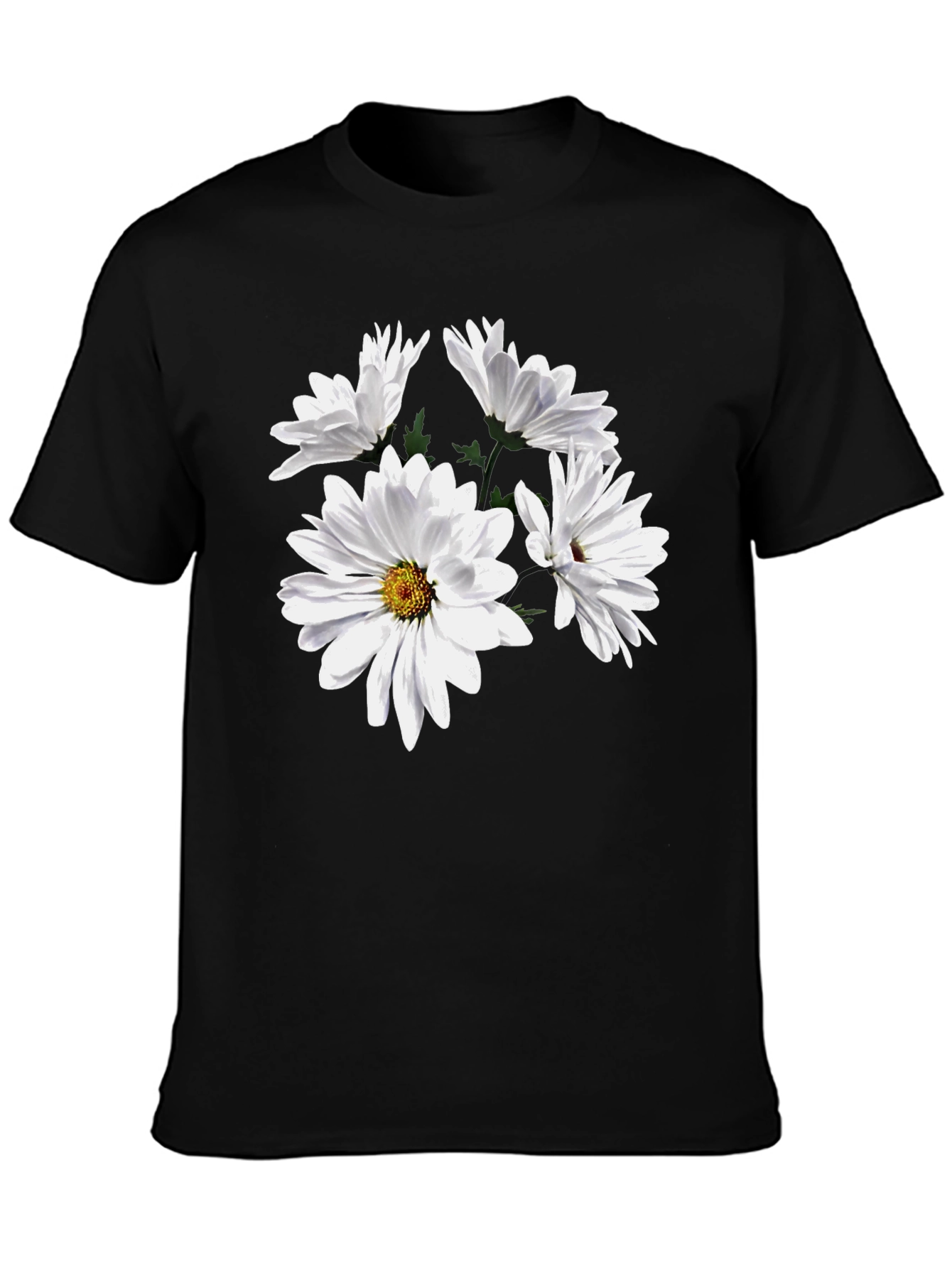Floral T-Shirt - Daisies on Black
