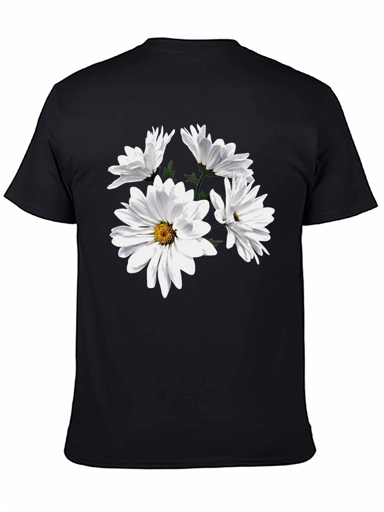 Floral T-Shirt - Daisies on Black