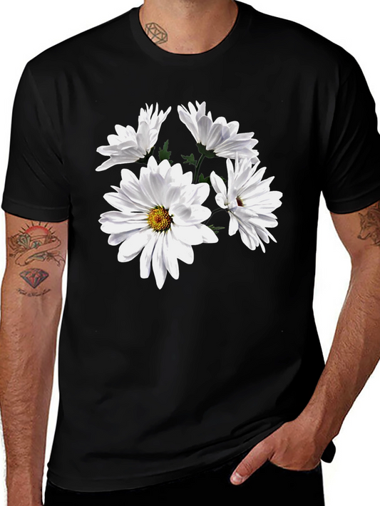 Floral T-Shirt - Daisies on Black