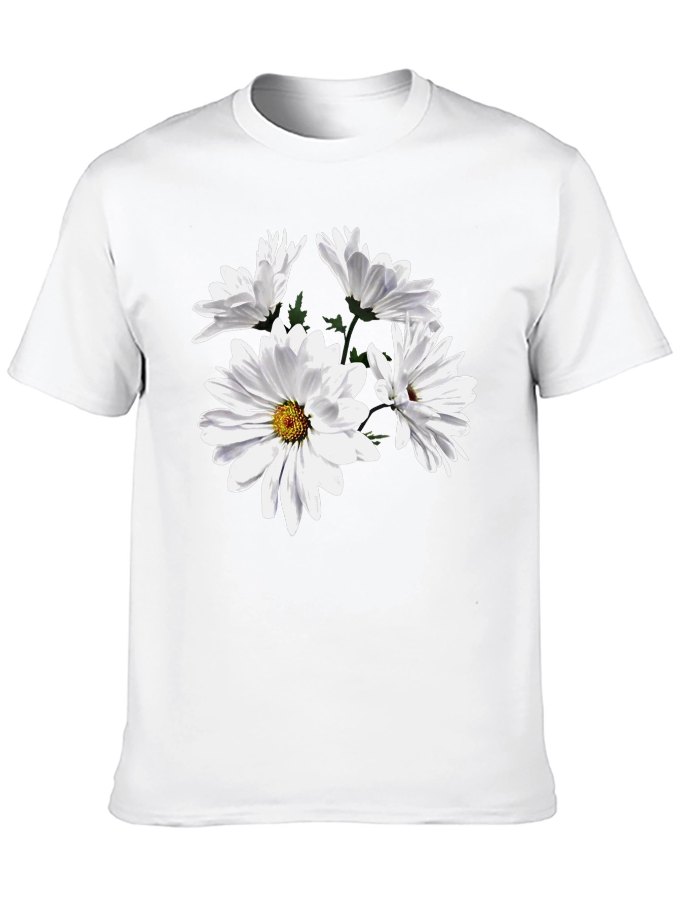 Floral T-Shirt - Daisies on Black