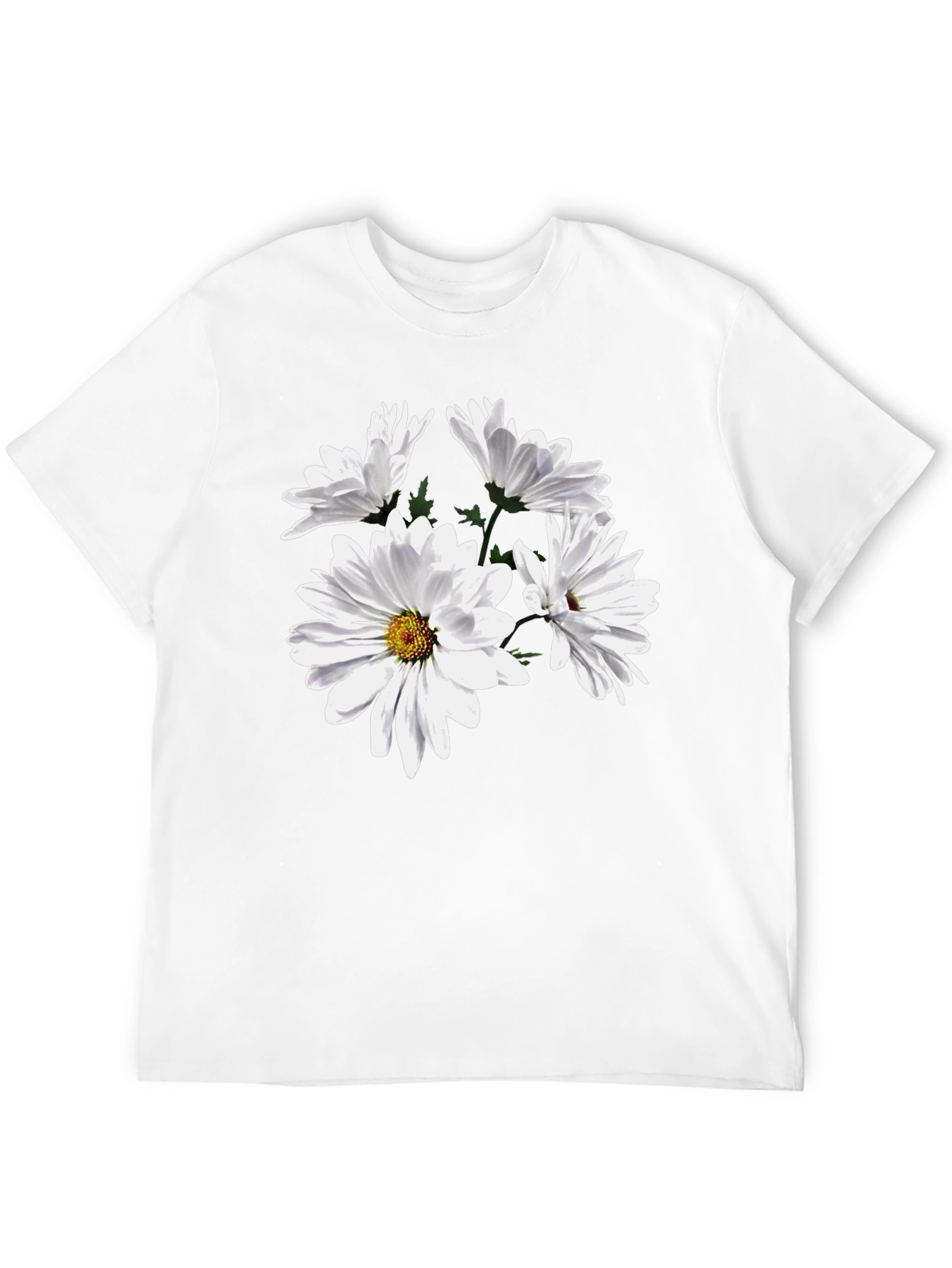 Floral T-Shirt - Daisies on Black