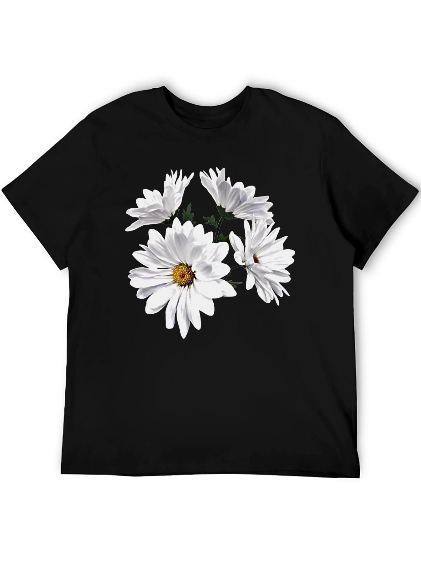 Floral T-Shirt - Daisies on Black