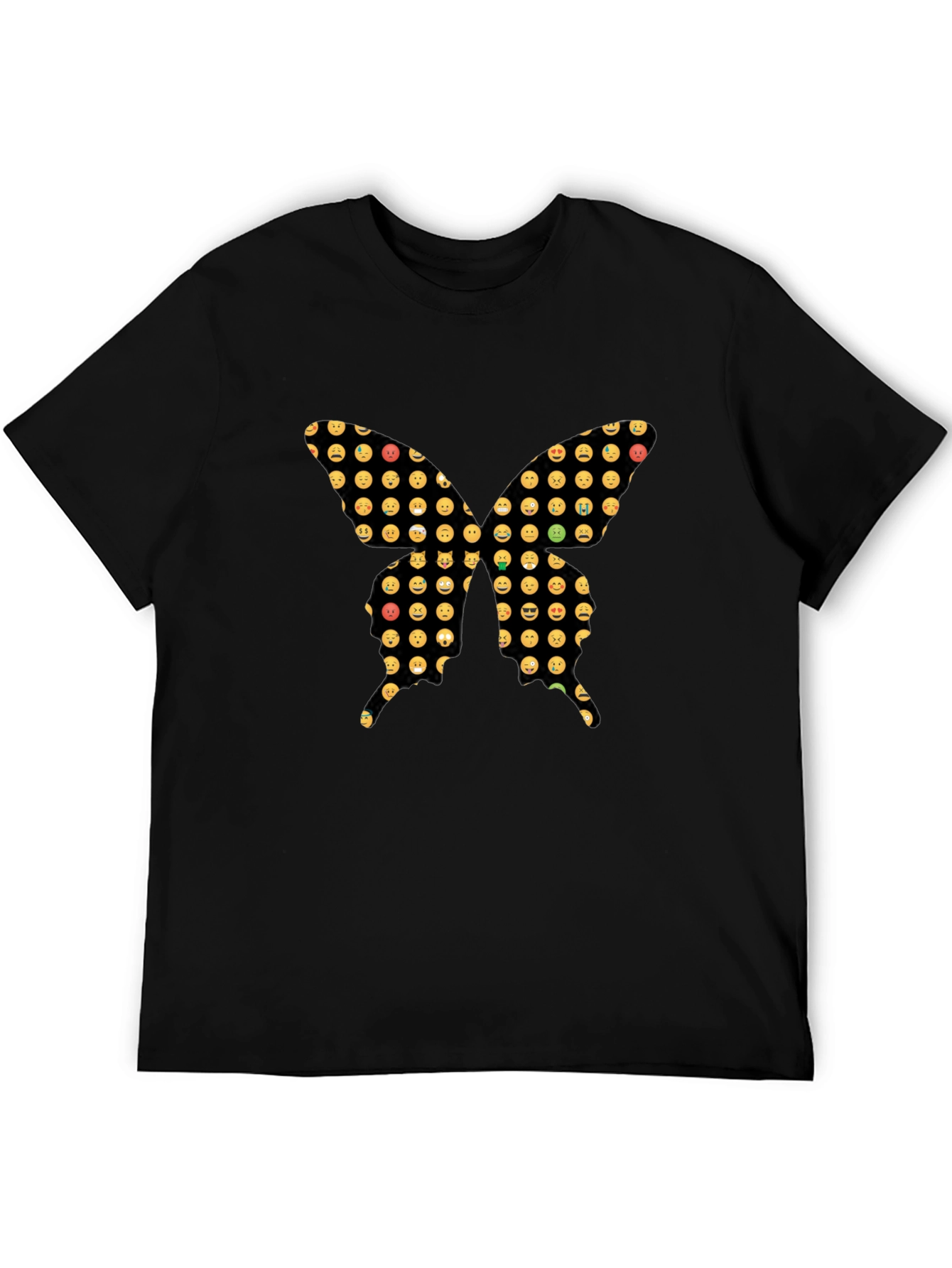 Emoji Butterfly Graphic Black T-Shirt
