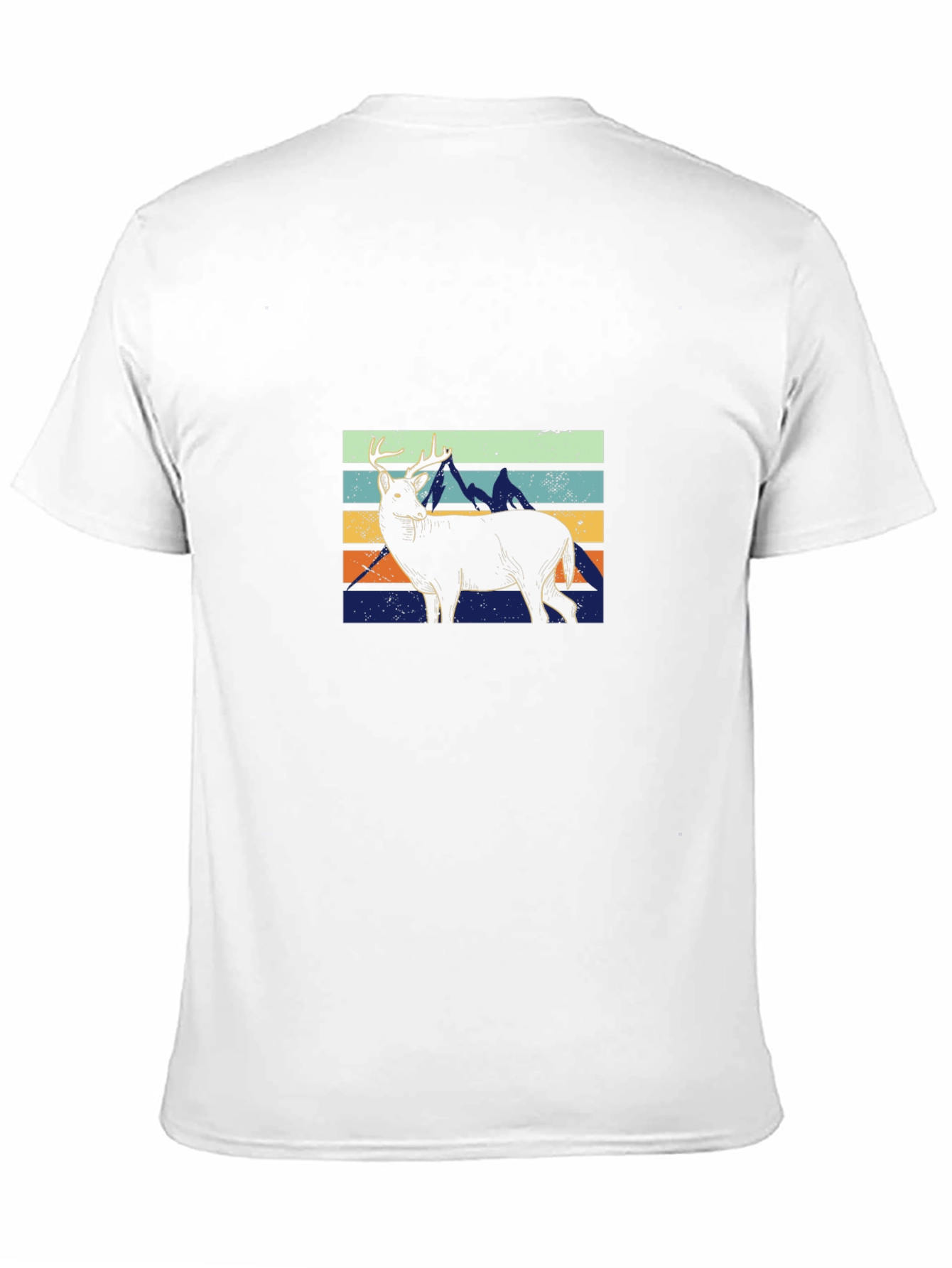Retro Deer & Mountains Graphic T-Shirt - Black