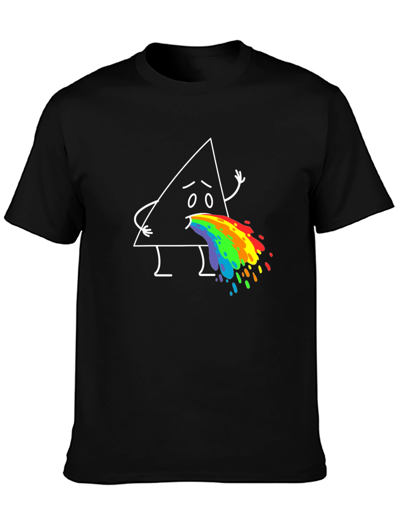 Funny Triangle Rainbow Puke Graphic Tee