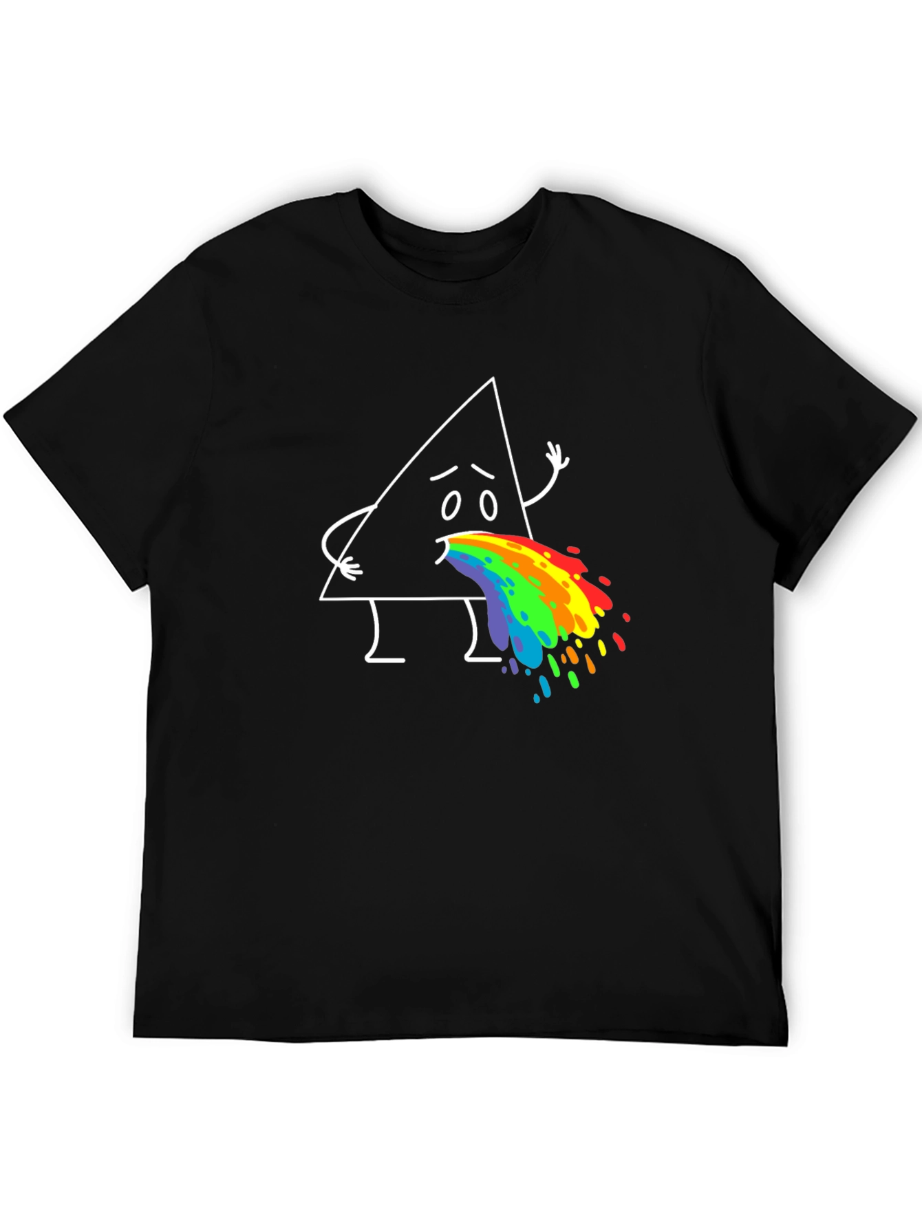 Funny Triangle Rainbow Puke Graphic Tee