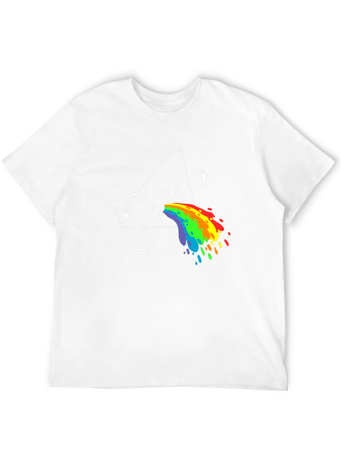Funny Triangle Rainbow Puke Graphic Tee