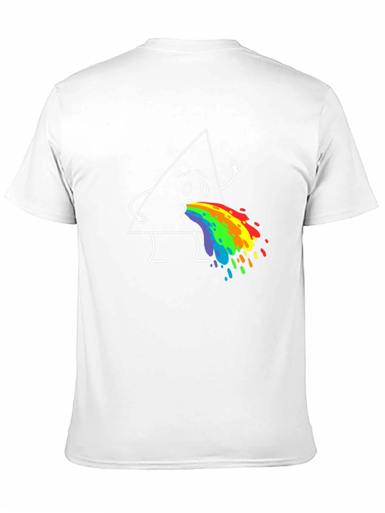 Funny Triangle Rainbow Puke Graphic Tee