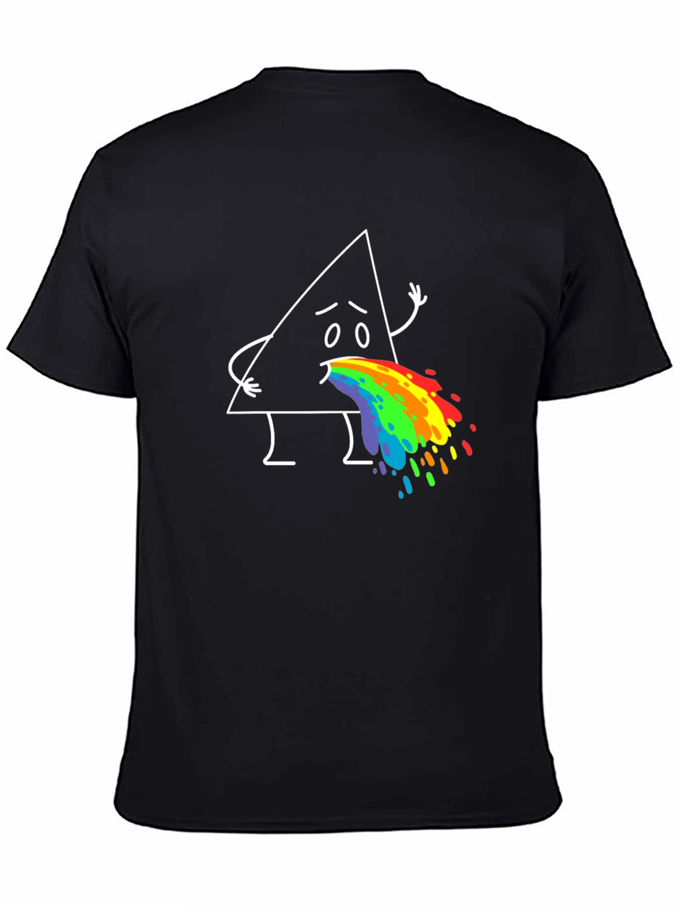Funny Triangle Rainbow Puke Graphic Tee