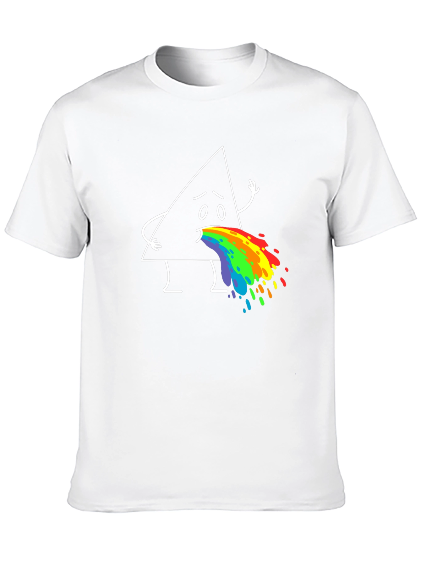 Funny Triangle Rainbow Puke Graphic Tee