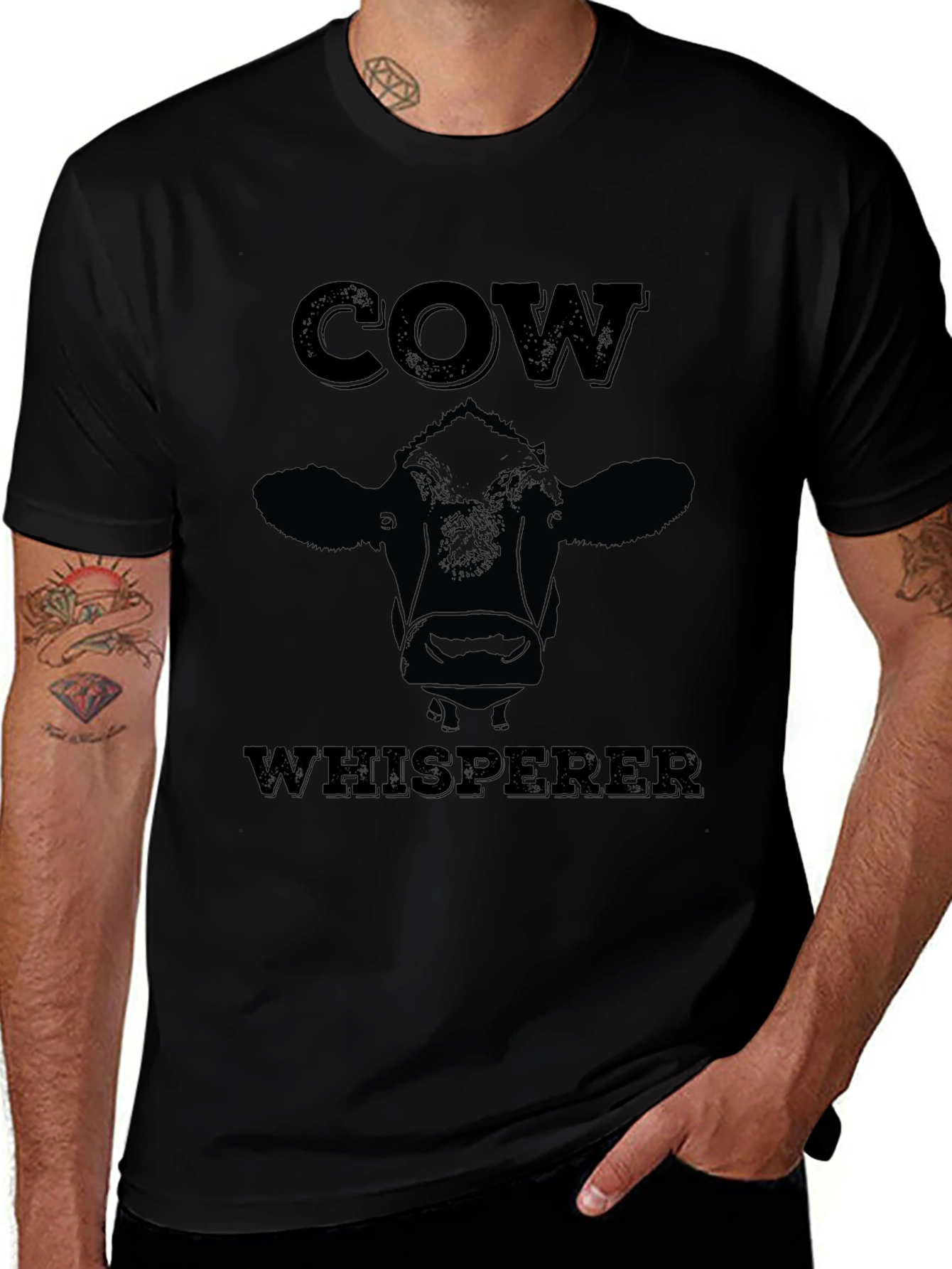 Cow Whisperer Graphic Tee - Black