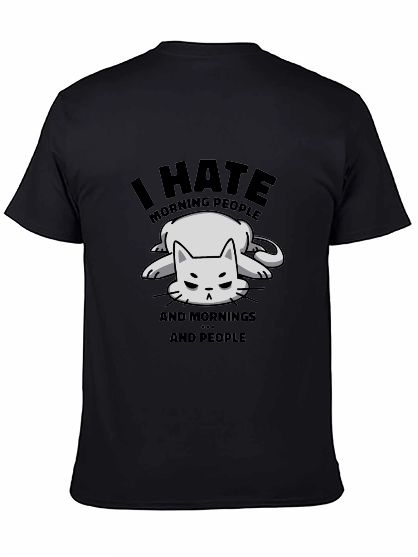 Funny I Hate Morning People Cat Graphic T-Shirt
