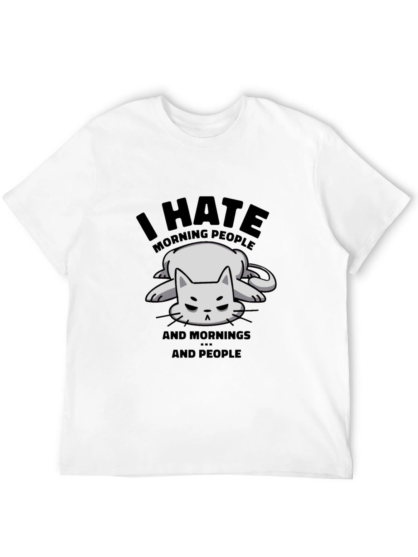 Funny I Hate Morning People Cat Graphic T-Shirt