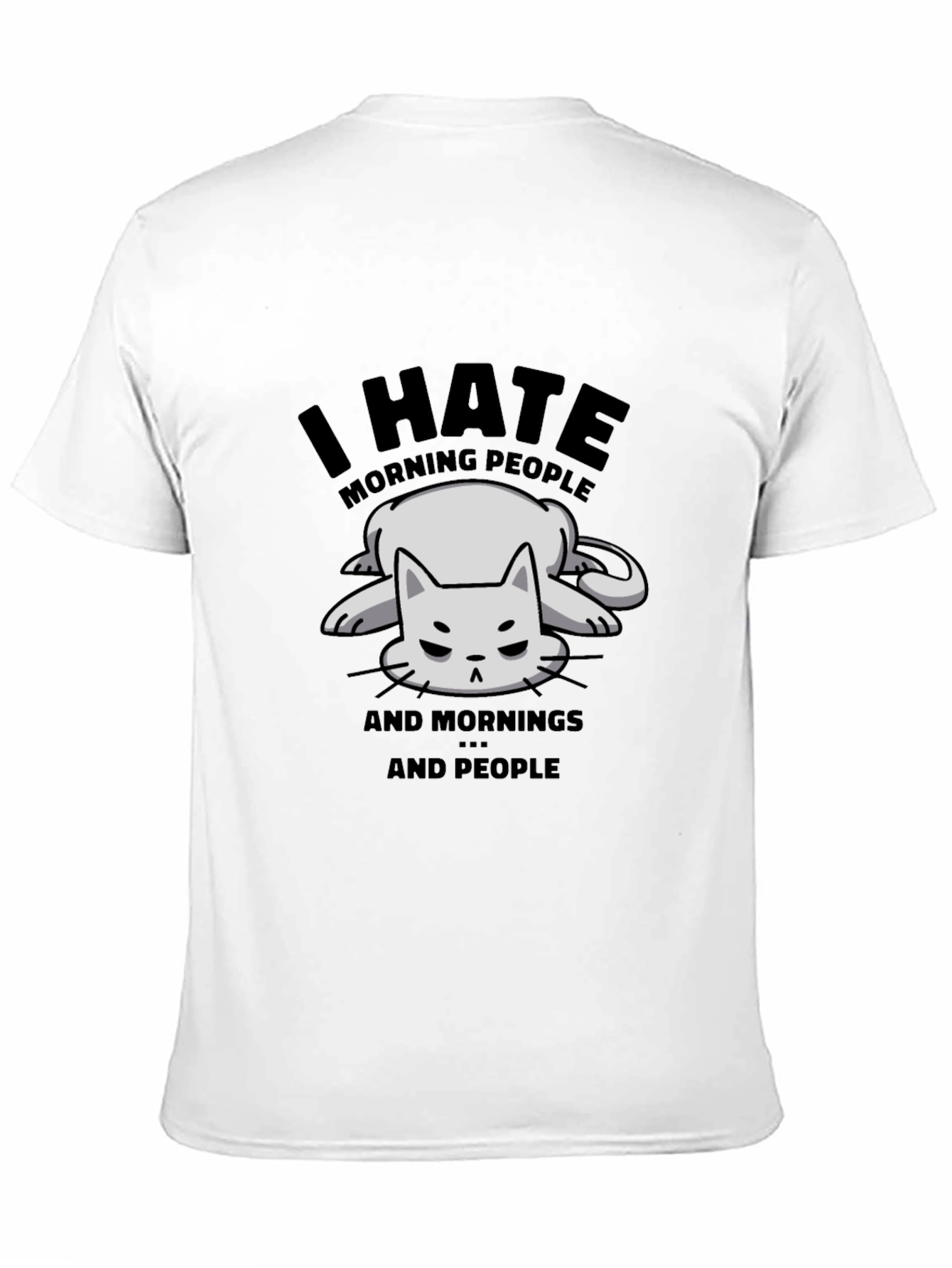 Funny I Hate Morning People Cat Graphic T-Shirt