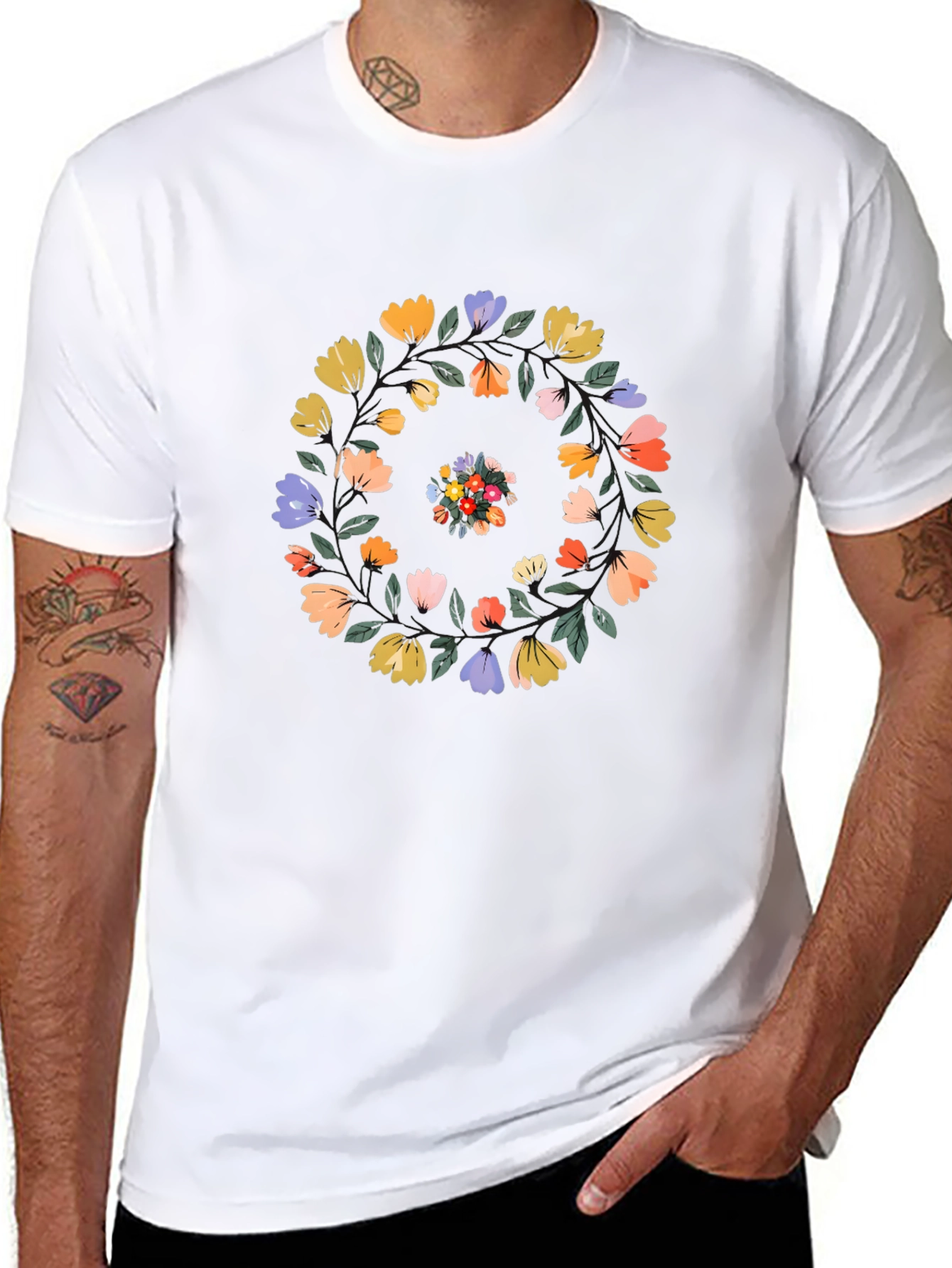 Floral Swirl Black T-Shirt - Casual Style
