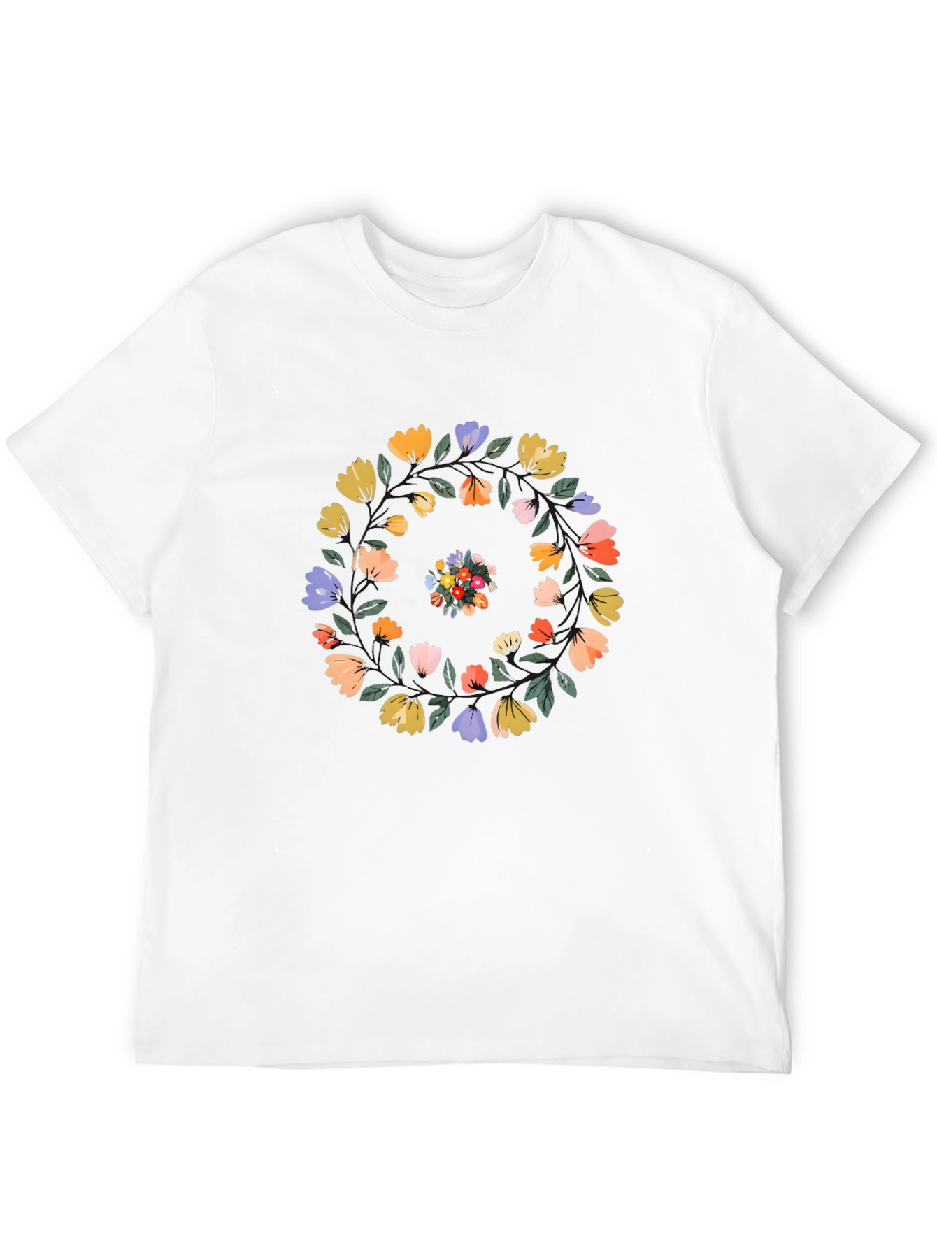 Floral Swirl Black T-Shirt - Casual Style