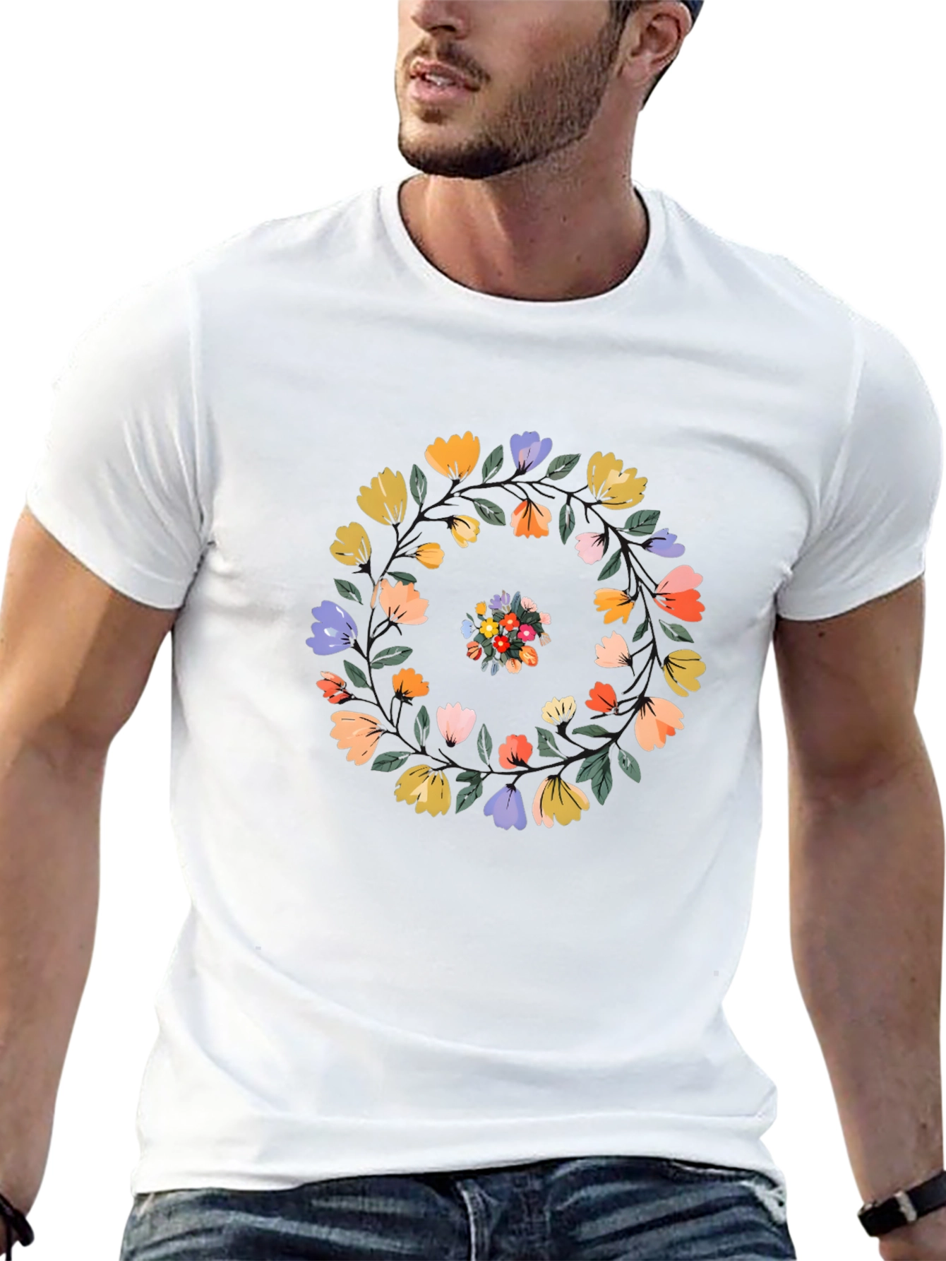 Floral Swirl Black T-Shirt - Casual Style