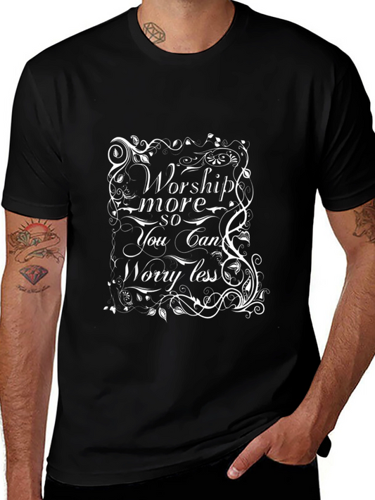 Worship More Worry Less Graphic Tee - Black