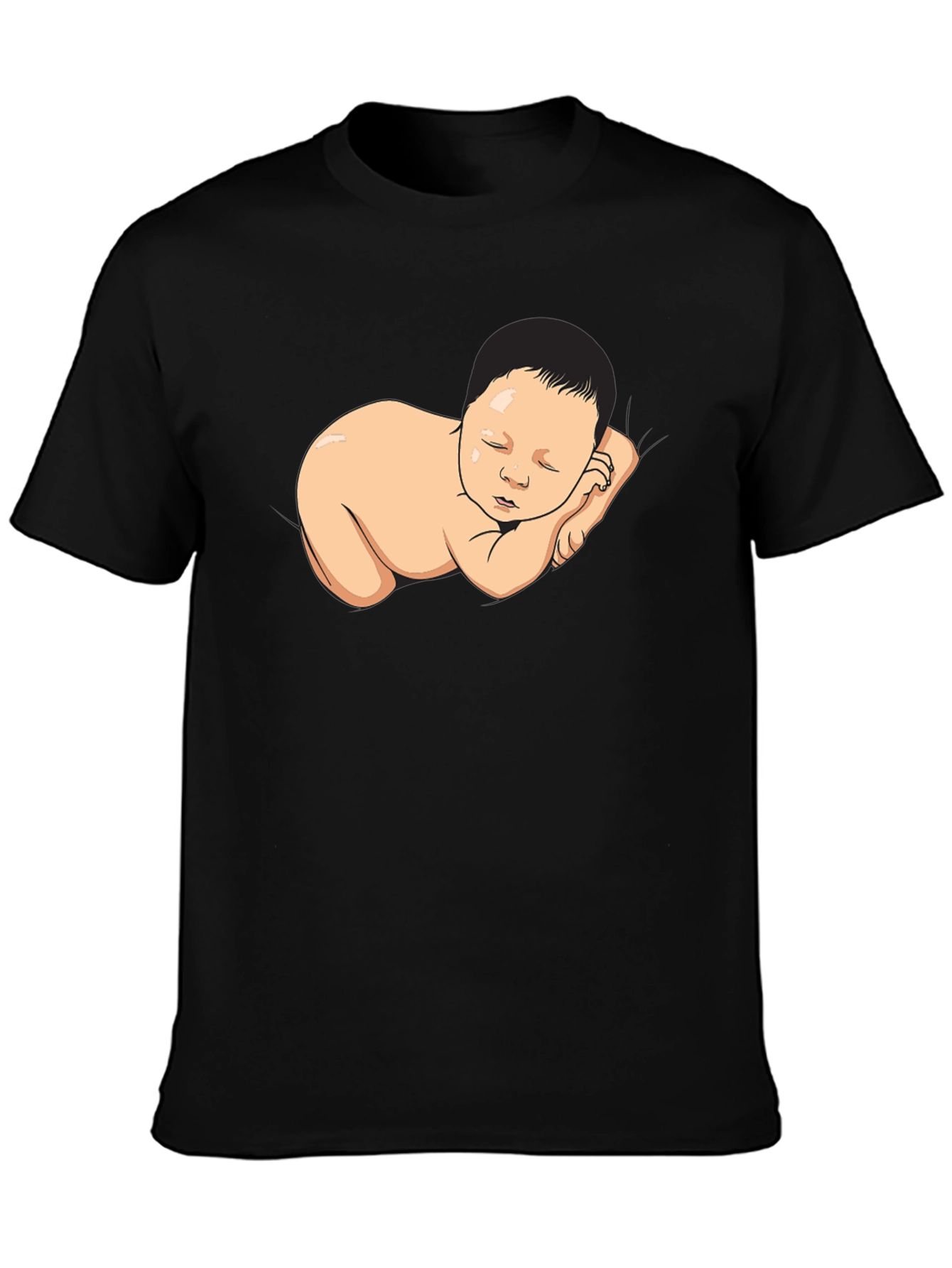 Sleeping Baby Graphic Black T-Shirt