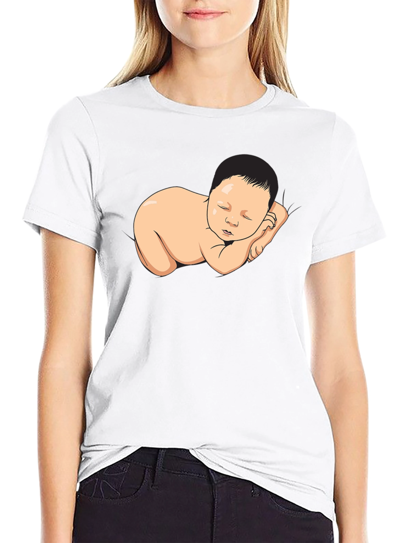 Sleeping Baby Graphic Black T-Shirt