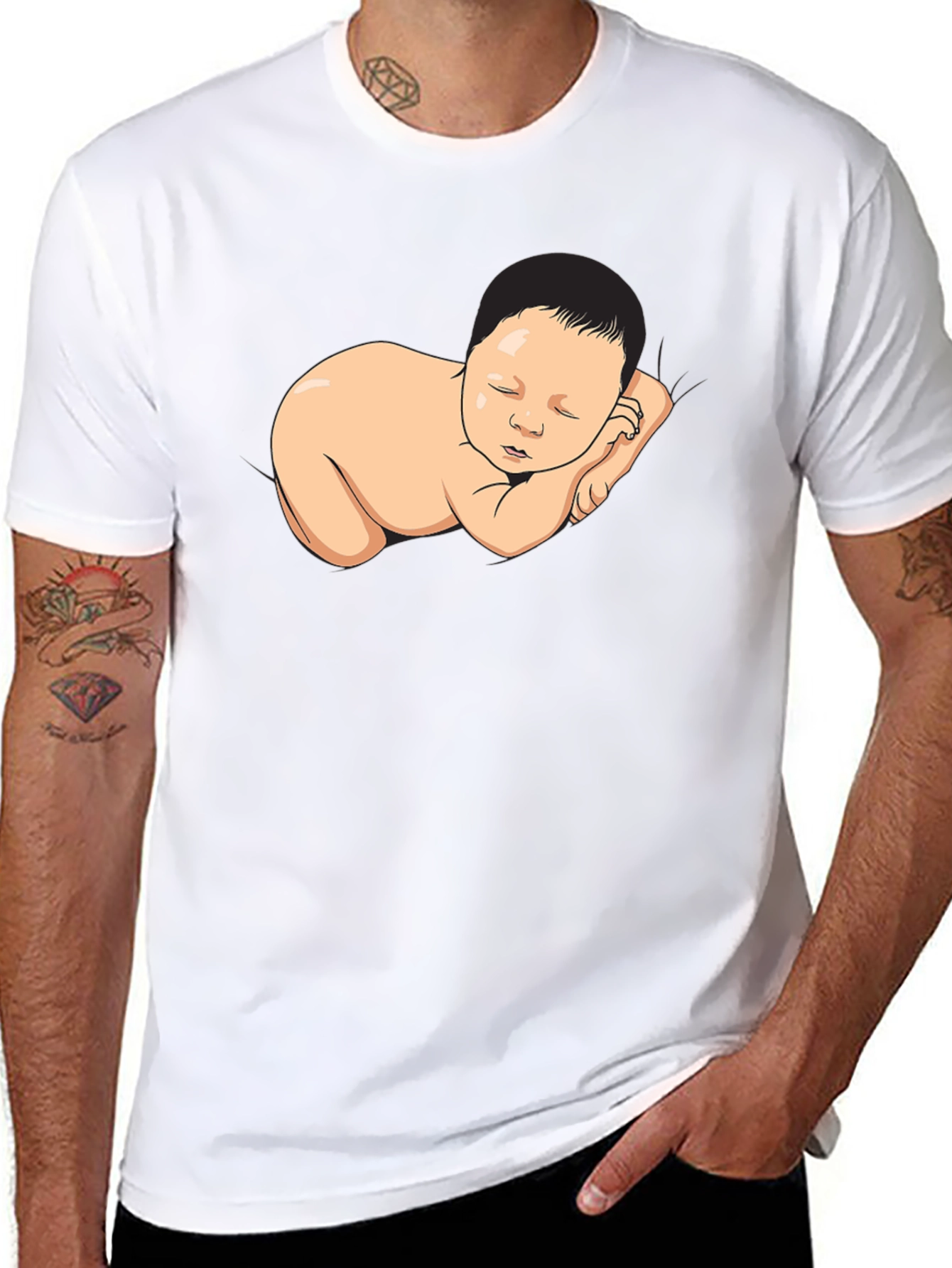 Sleeping Baby Graphic Black T-Shirt