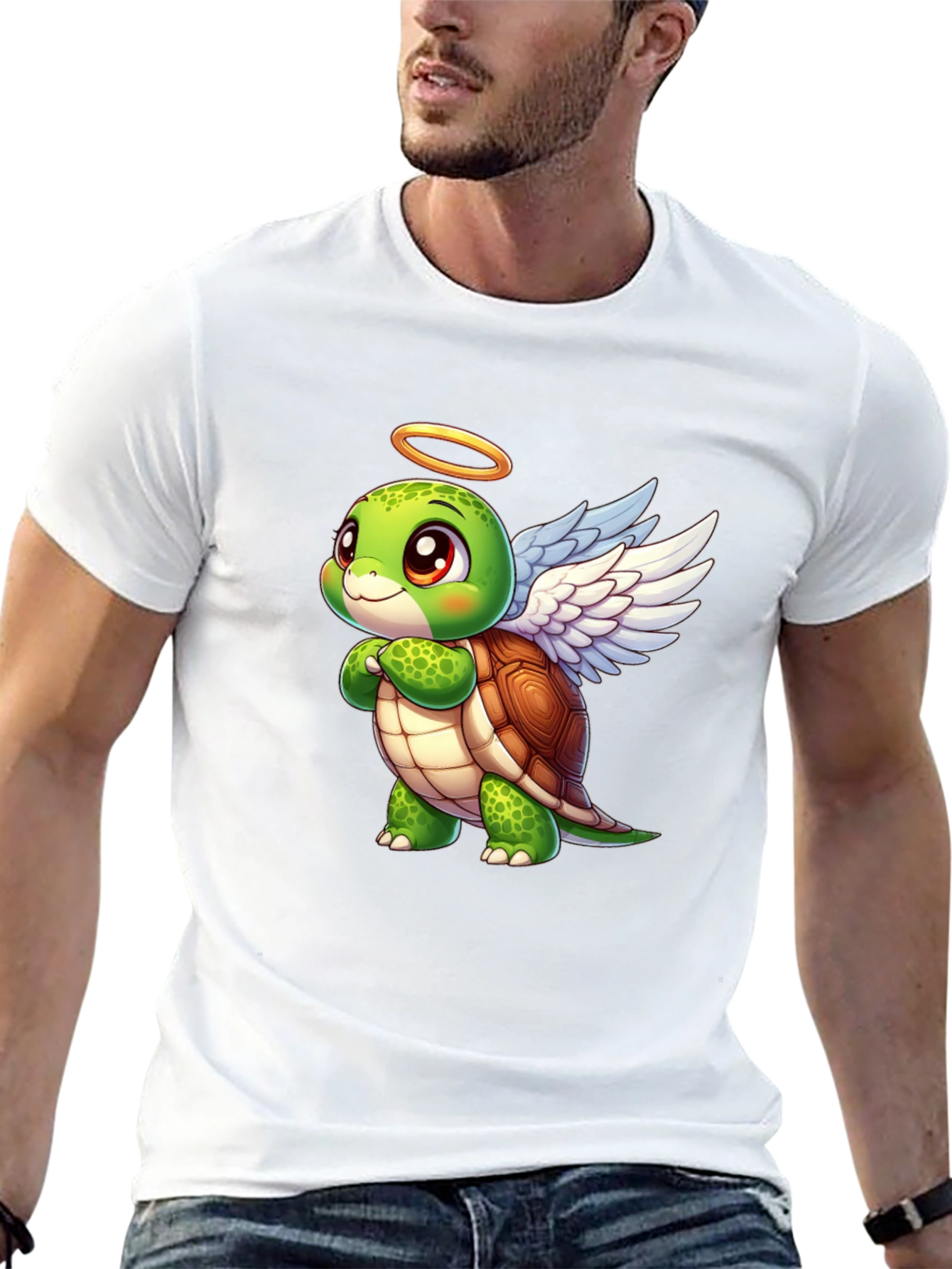 Angel Turtle Graphic Tee - Cute Cartoon Design