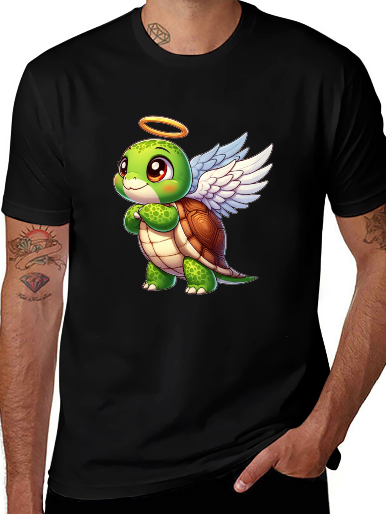 Angel Turtle Graphic Tee - Cute Cartoon Design
