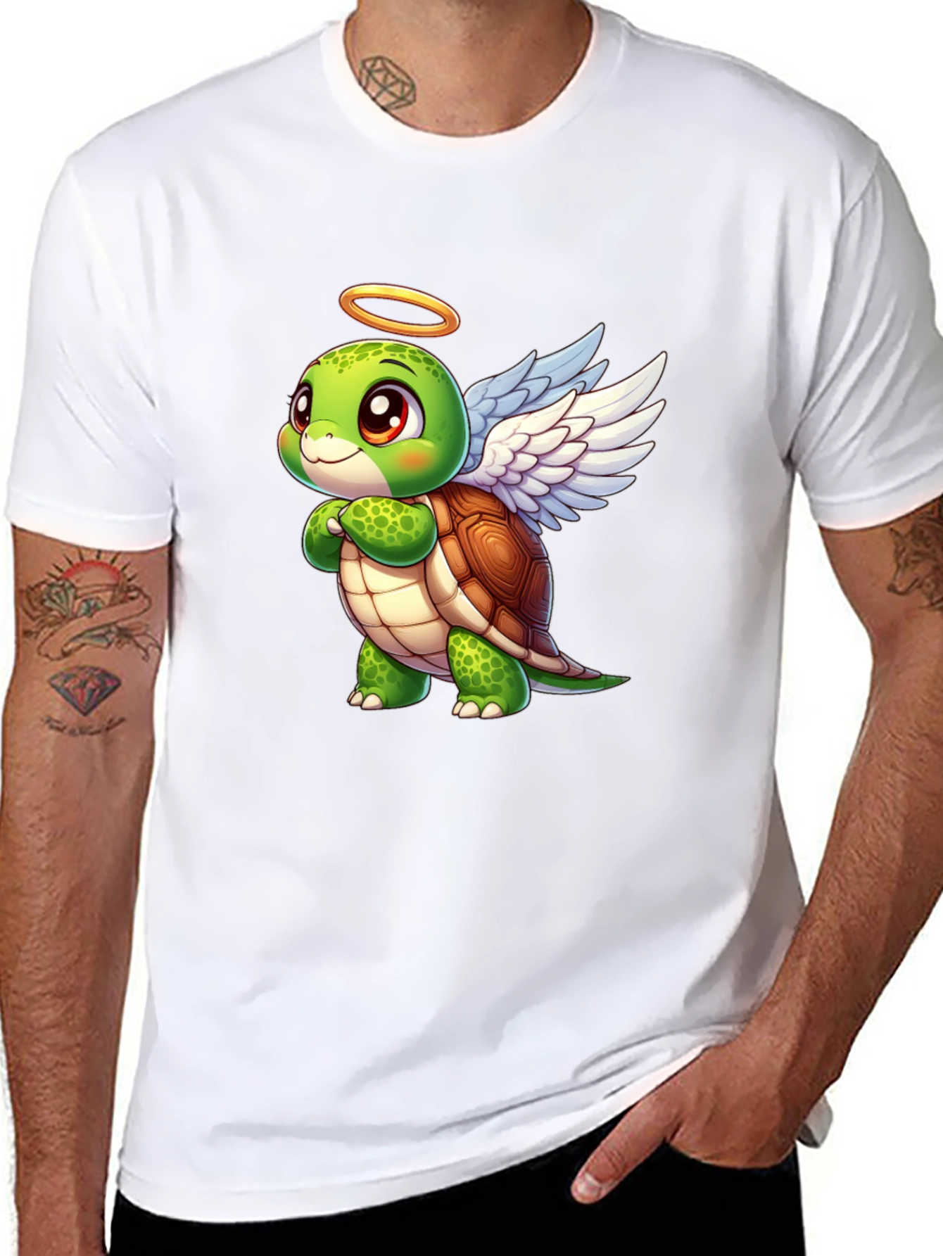 Angel Turtle Graphic Tee - Cute Cartoon Design