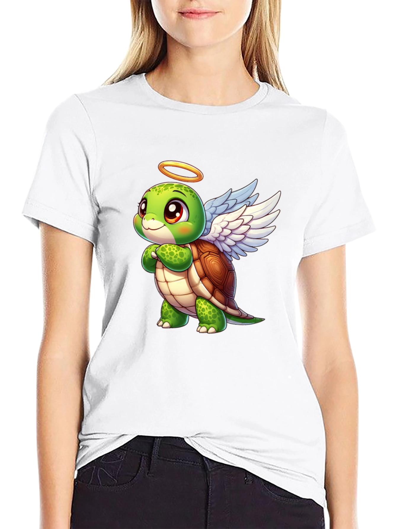 Angel Turtle Graphic Tee - Cute Cartoon Design