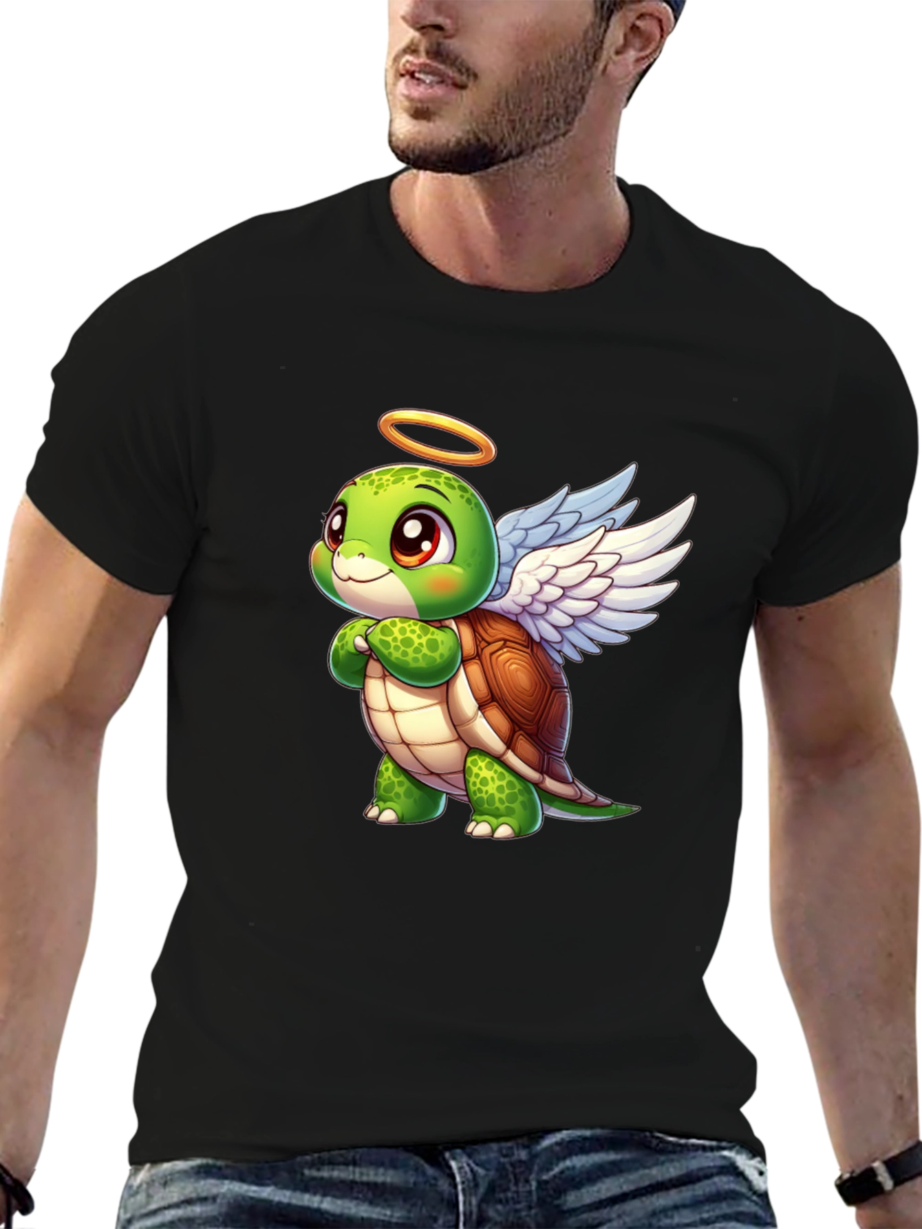 Angel Turtle Graphic Tee - Cute Cartoon Design