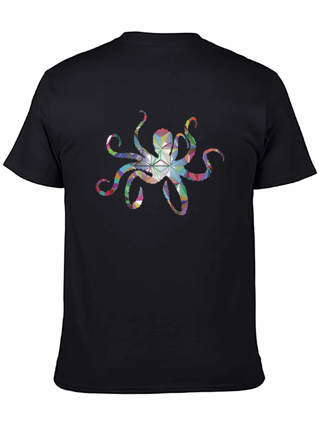 Geometric Octopus Graphic Tee - Black