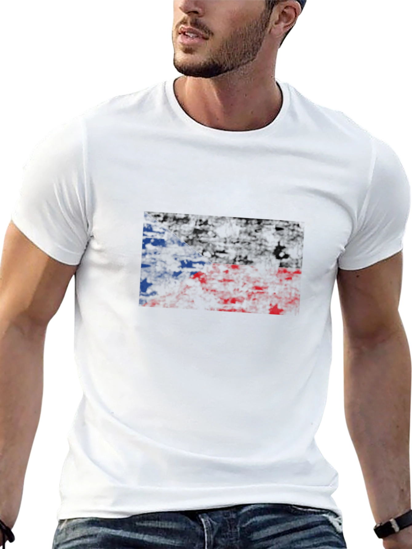 Czech Republic Flag Distressed Graphic Tee