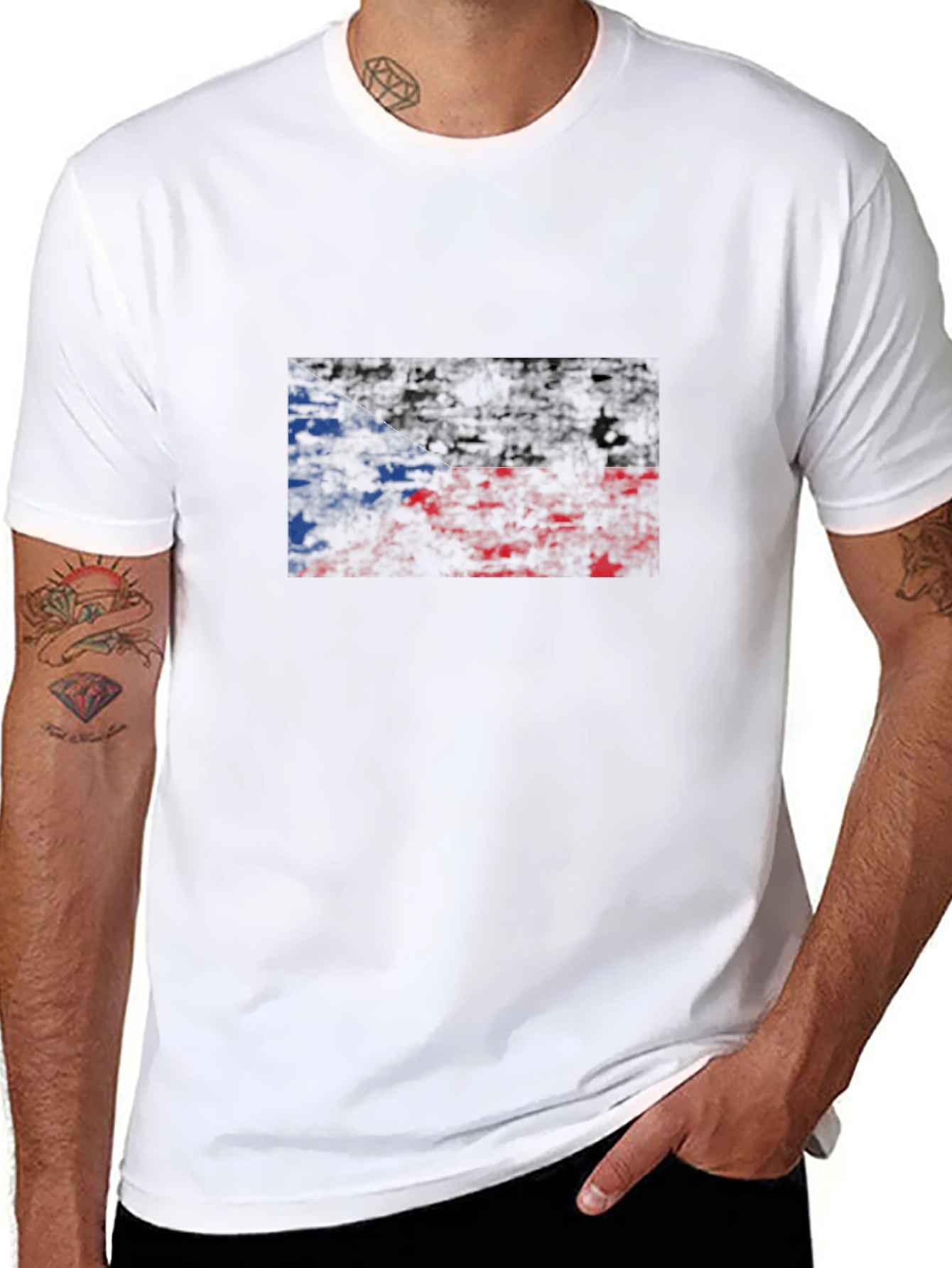 Czech Republic Flag Distressed Graphic Tee