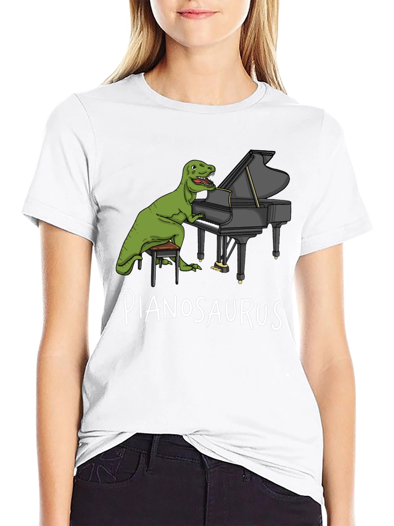 Pianosaurus T-Shirt: Dinosaur Playing Piano