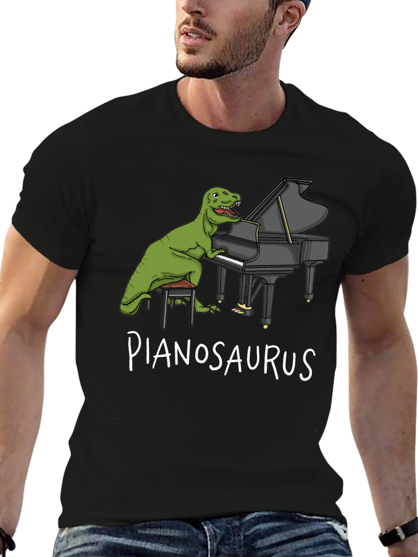Pianosaurus T-Shirt: Dinosaur Playing Piano