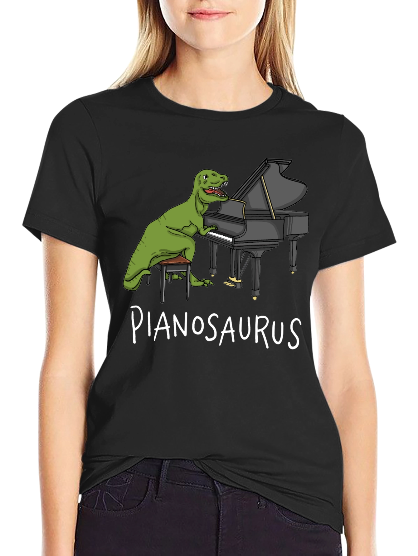 Pianosaurus T-Shirt: Dinosaur Playing Piano