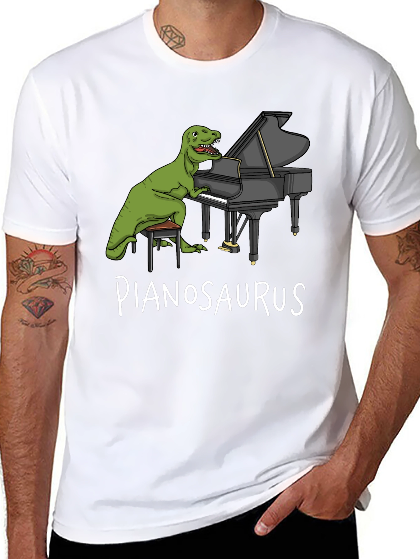 Pianosaurus T-Shirt: Dinosaur Playing Piano
