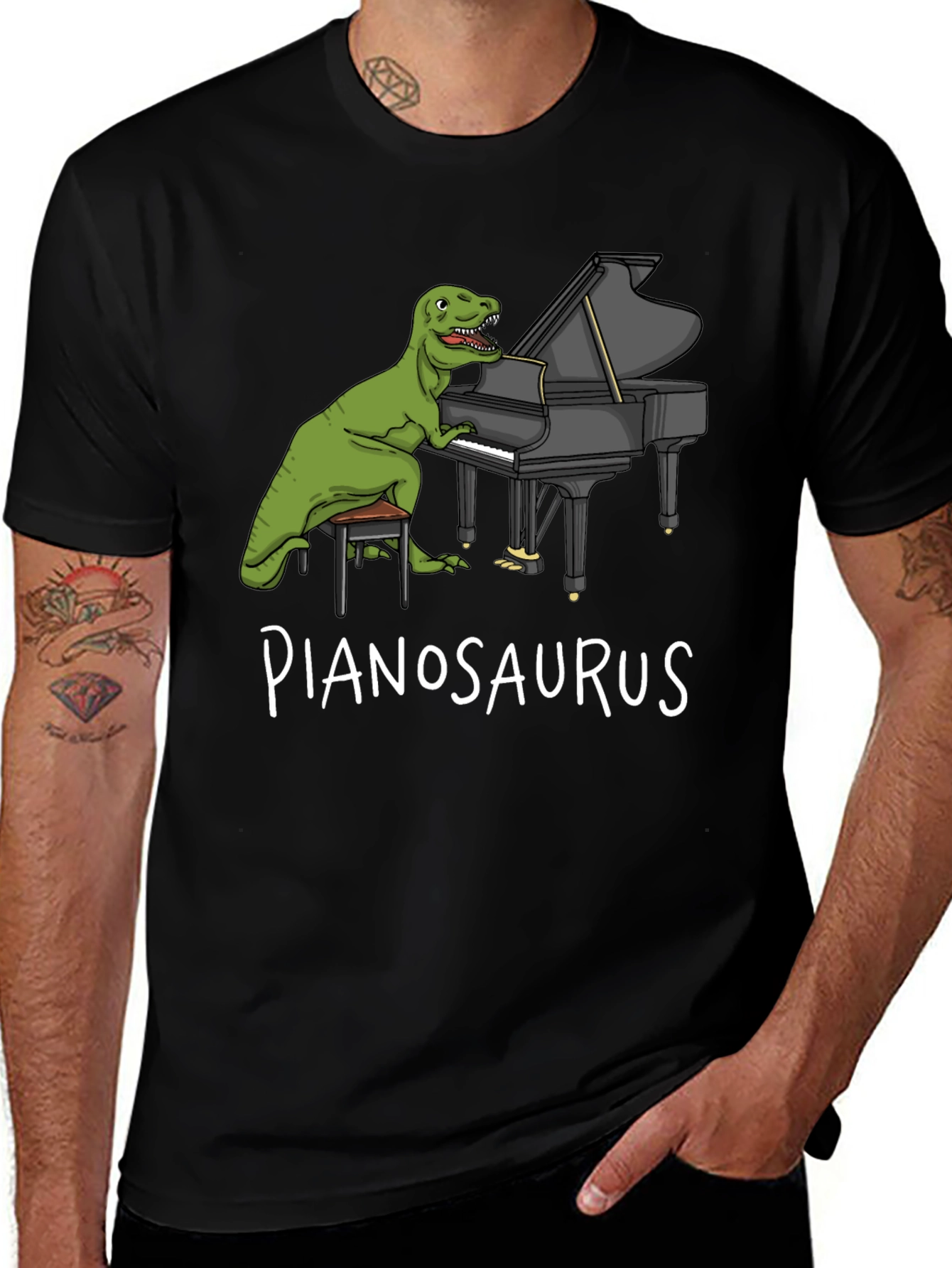 Pianosaurus T-Shirt: Dinosaur Playing Piano