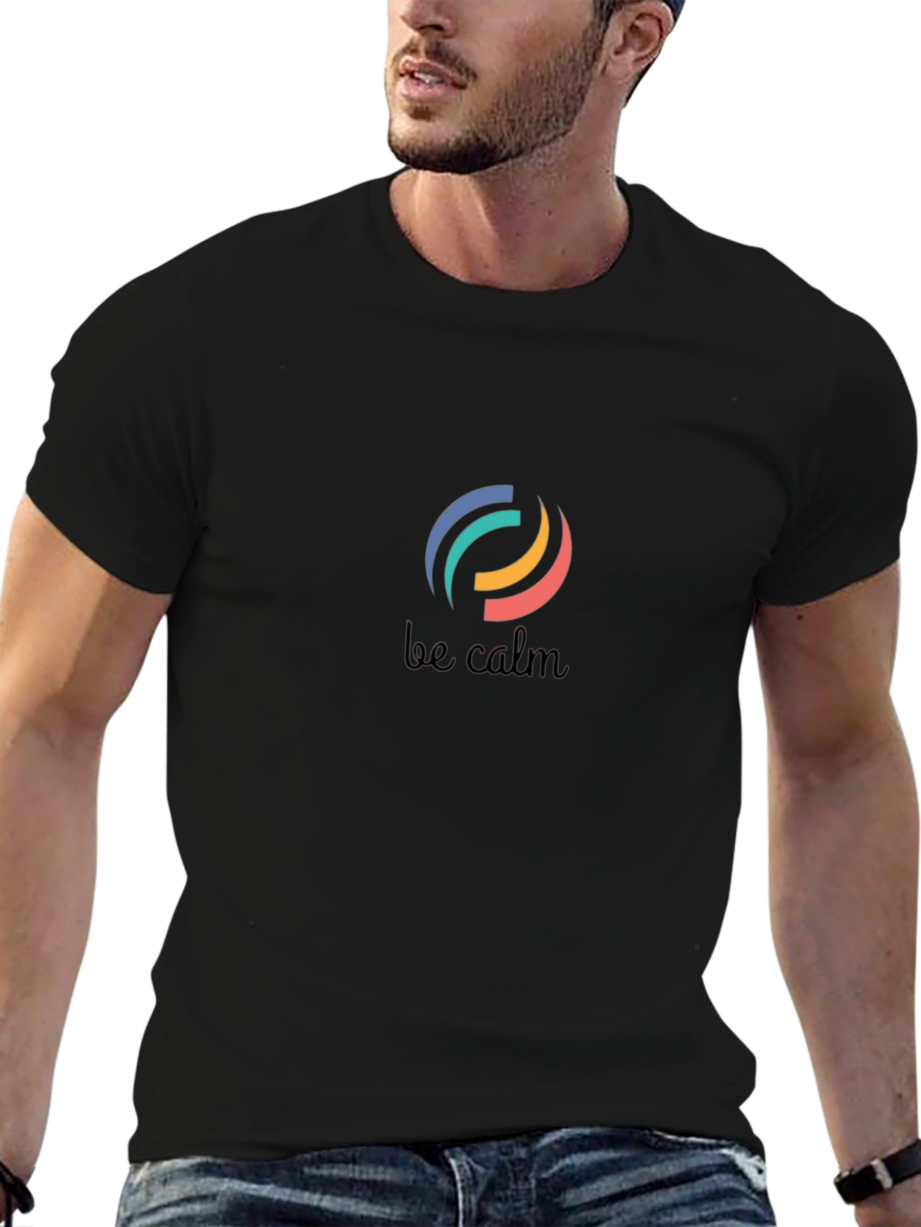 Be Calm Black Graphic T-Shirt