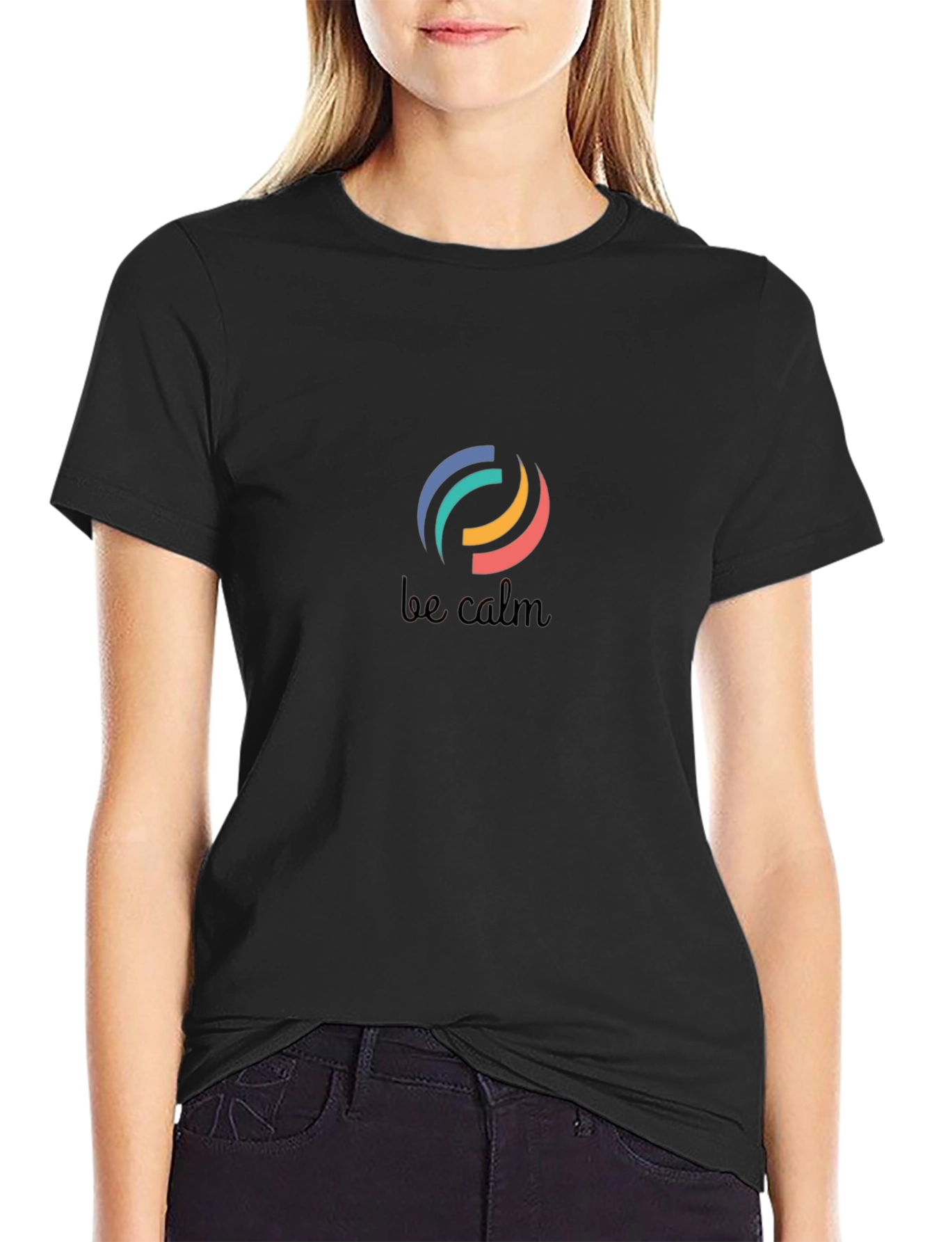 Be Calm Black Graphic T-Shirt