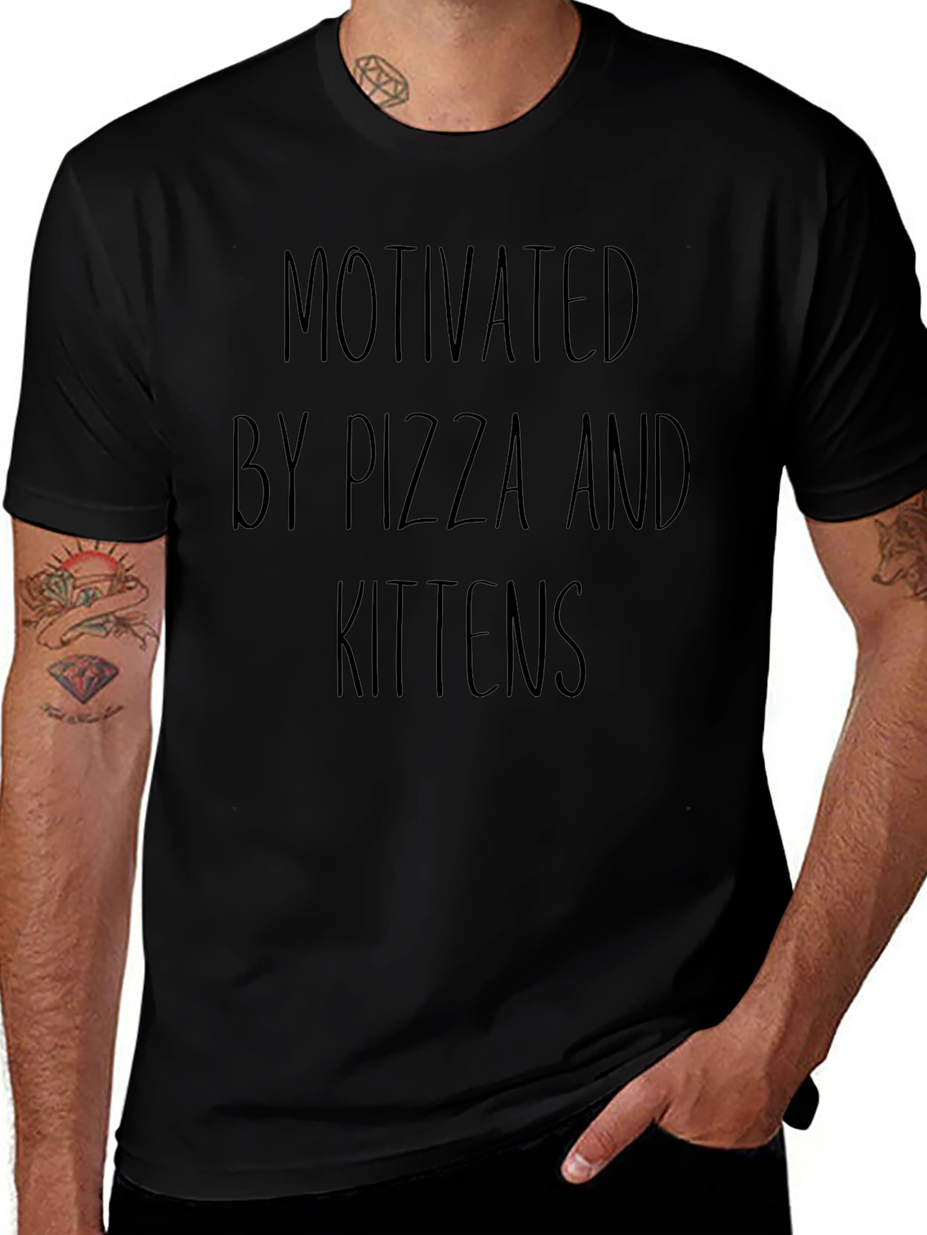 Motivated by Pizza and Kittens T-Shirt