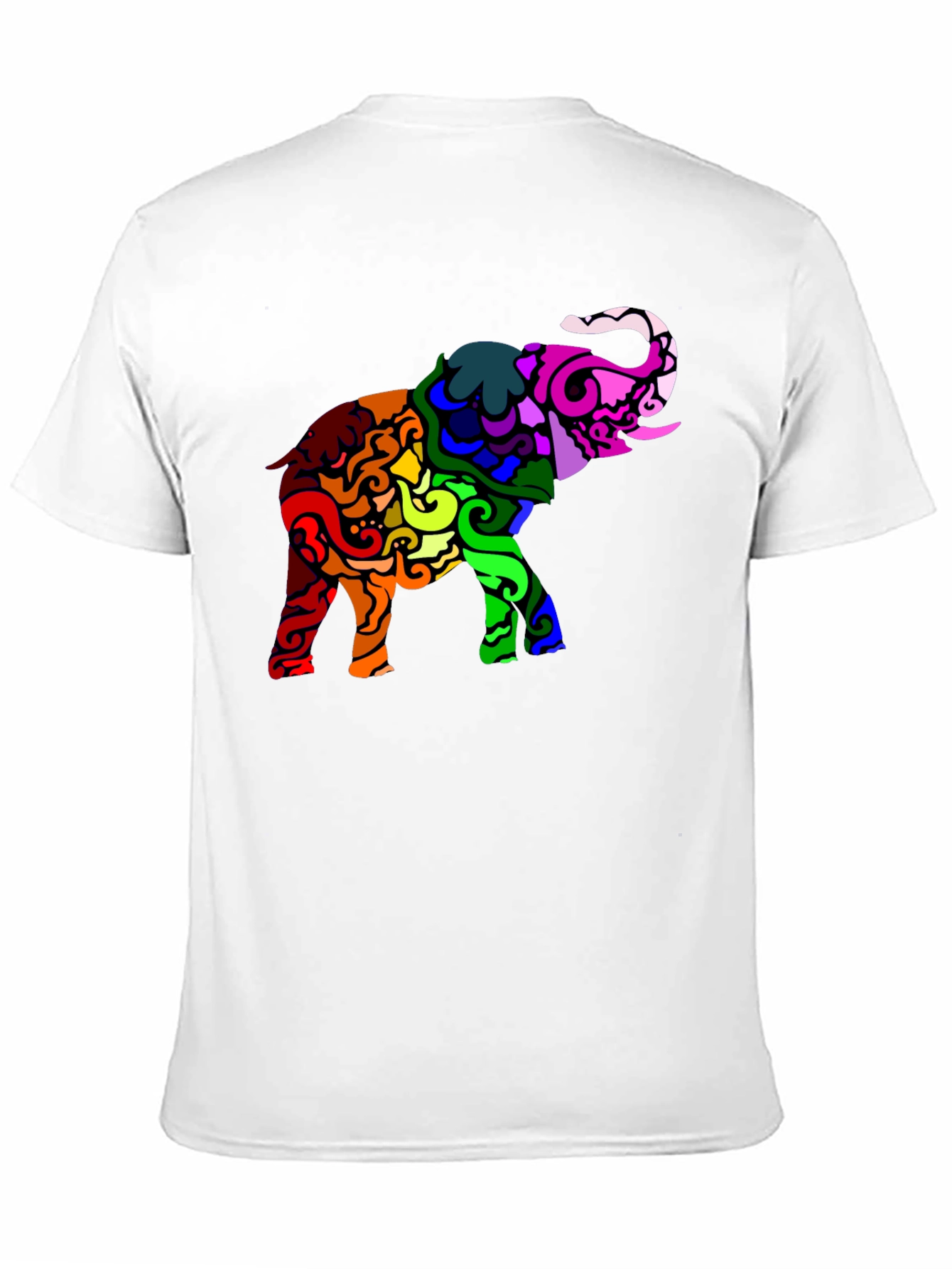 Rainbow Elephant Graphic Black T-Shirt