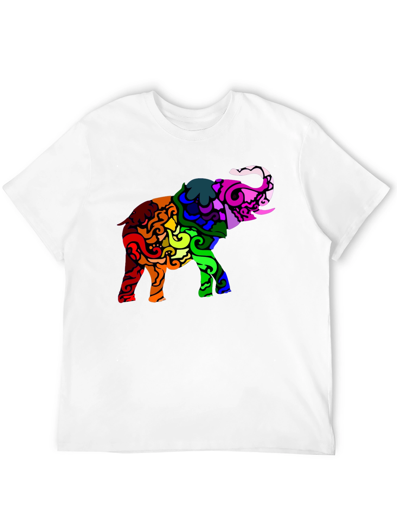 Rainbow Elephant Graphic Black T-Shirt