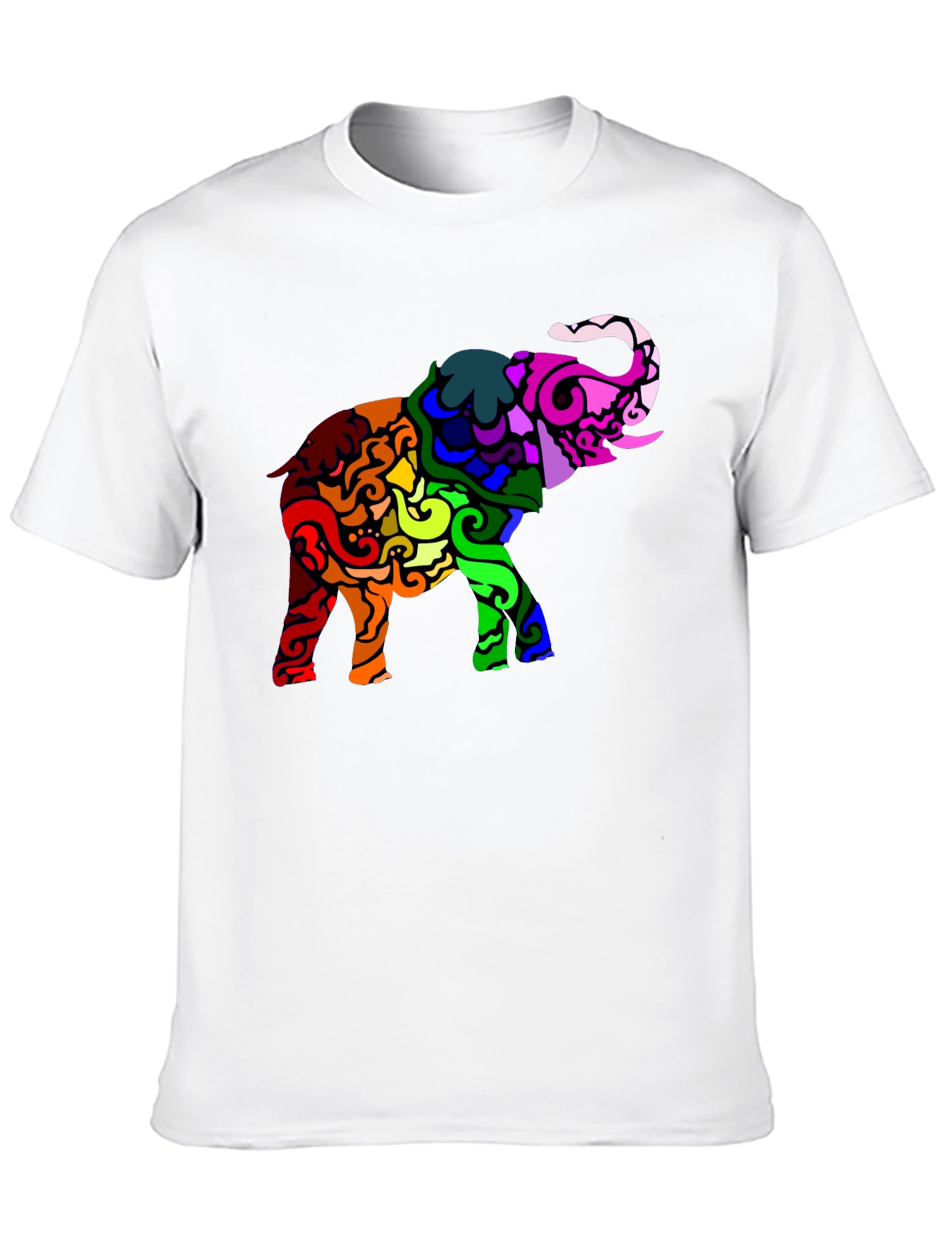 Rainbow Elephant Graphic Black T-Shirt