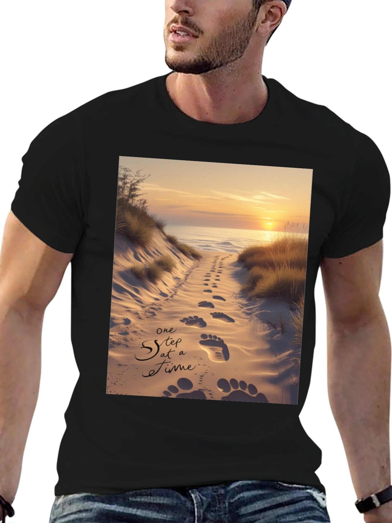 Beach Sunset Footprints T-Shirt