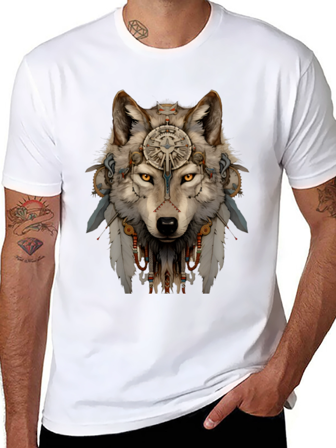 Wolf Spirit T-Shirt - Tribal Design